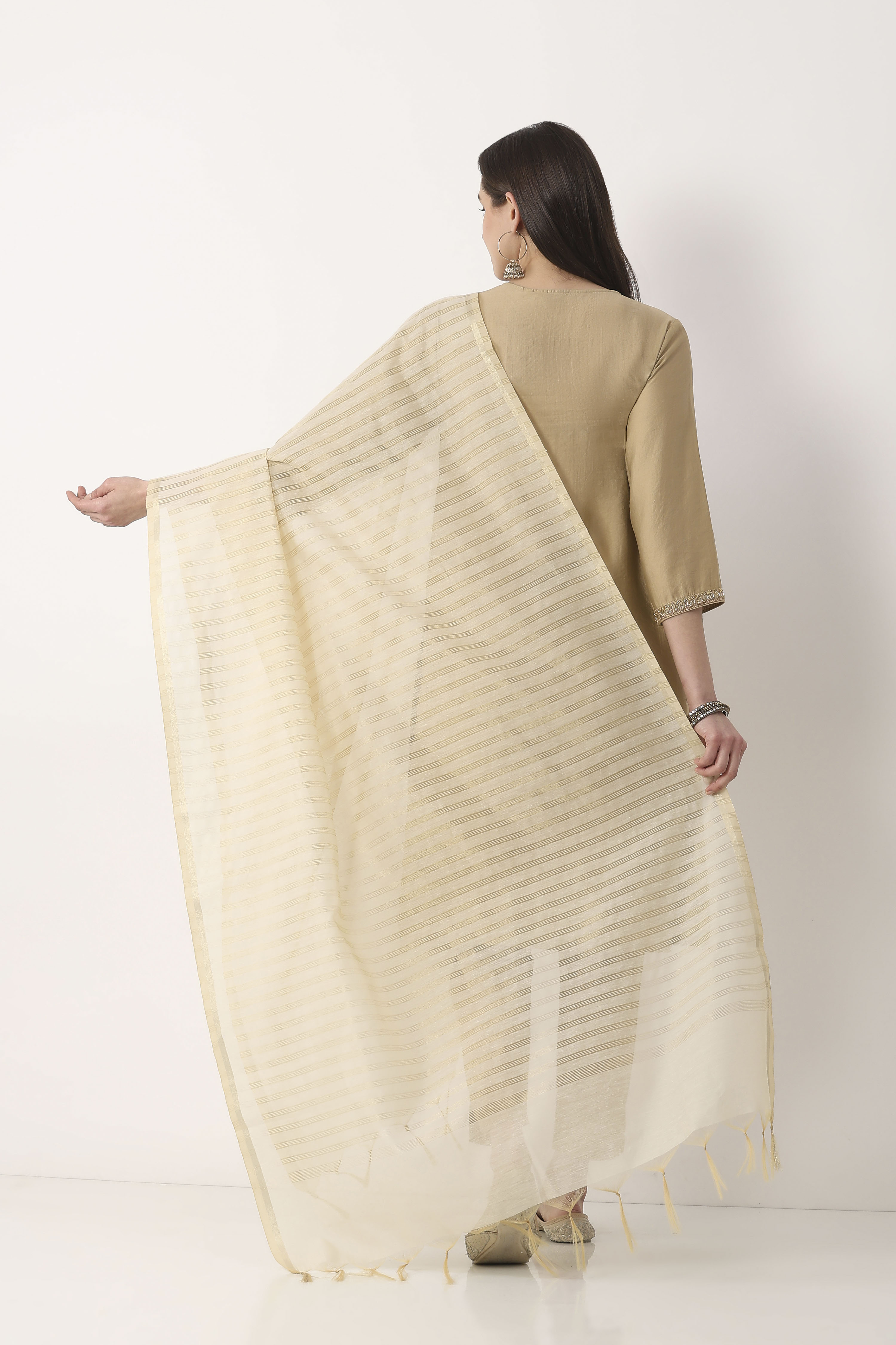 Off White Art Silk Dupatta image number 2