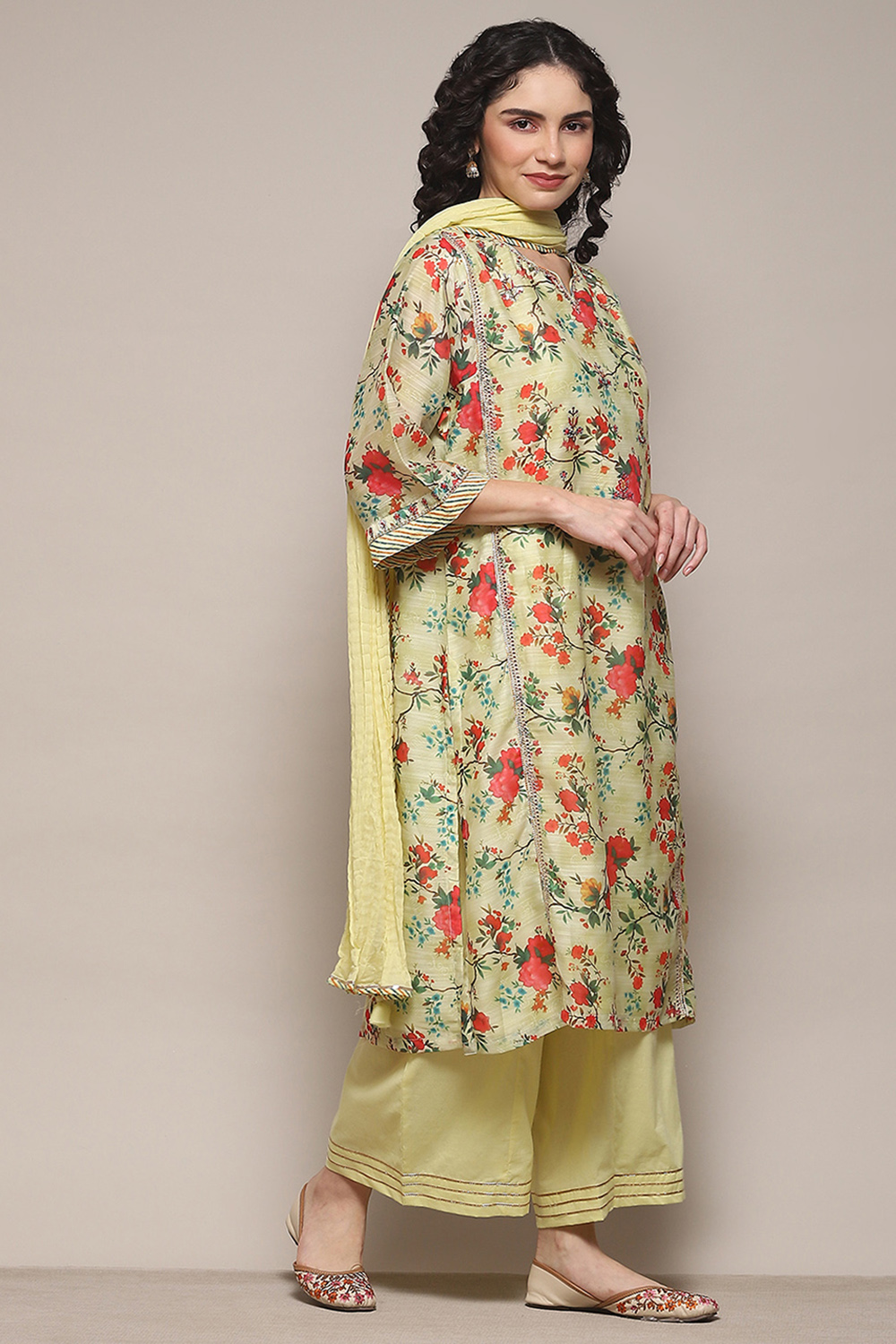 Pink & Purple Cotton Blend Kalidar Kurta Palazzo Suit Set image number 6