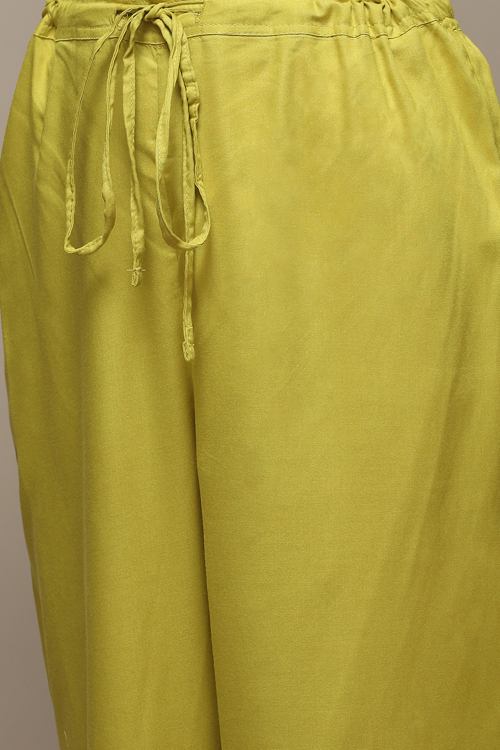 Lime Green Rayon Asymmetric Kurta Pants 2 Piece Set image number 3