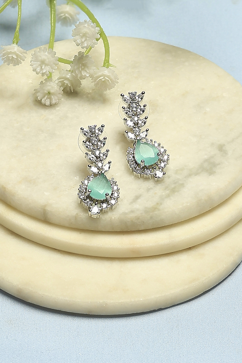 Mint Green Stone Earrings image number 0