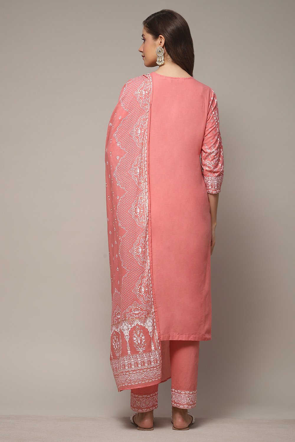 Sea Green Cotton Straight Kurta Pants Suit Set image number 2