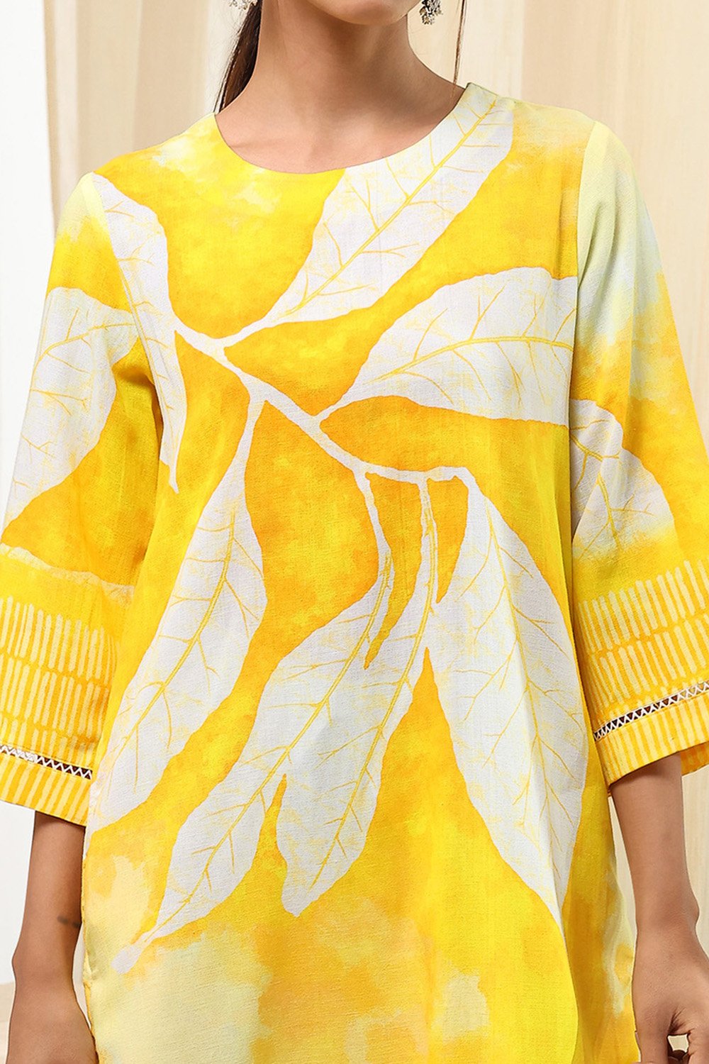 Turquoise Viscose Blend Straight Printed Fusion Set image number 1