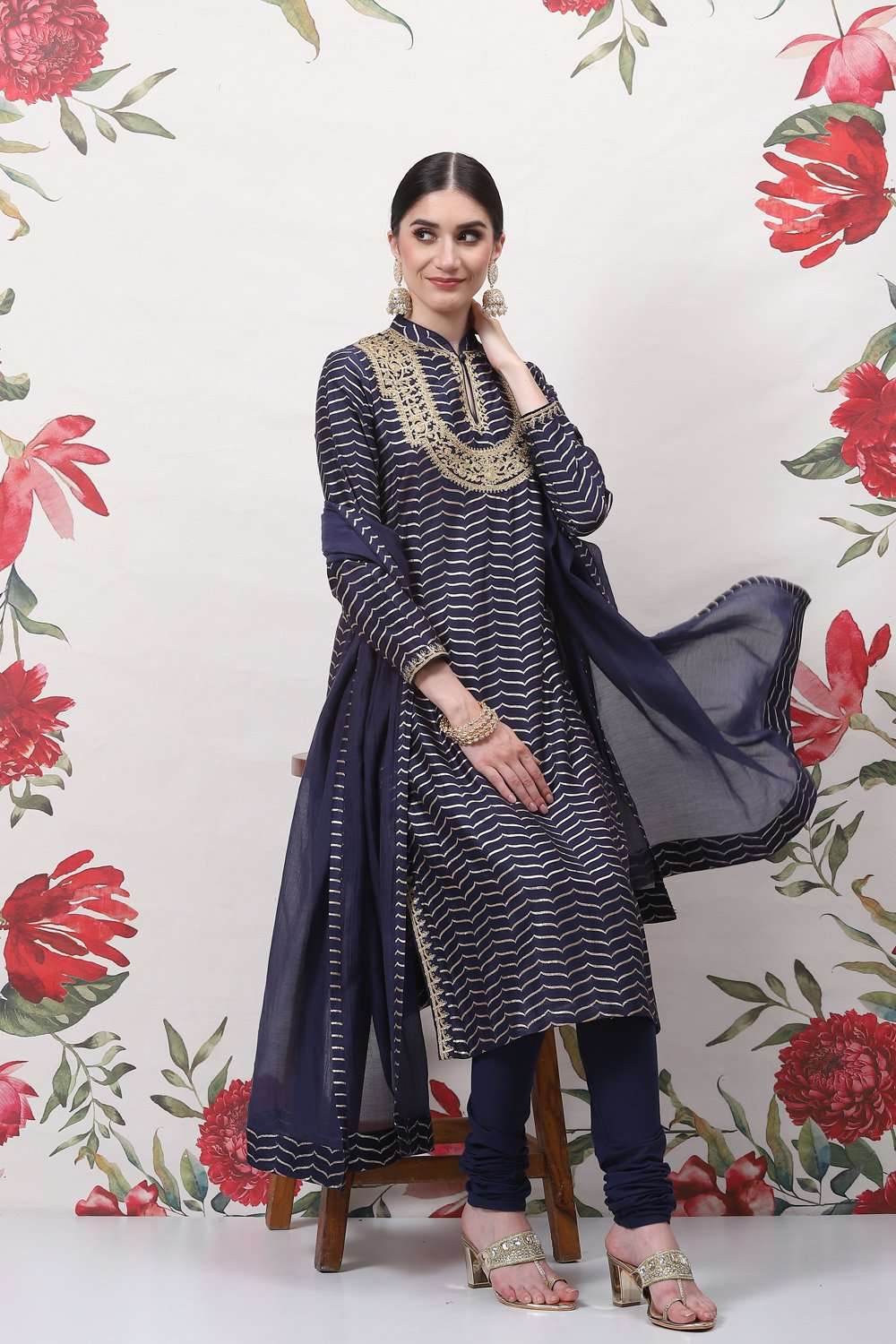 Rohit Bal Cream Cotton Silk Straight Yarndyed Suit Set image number 7
