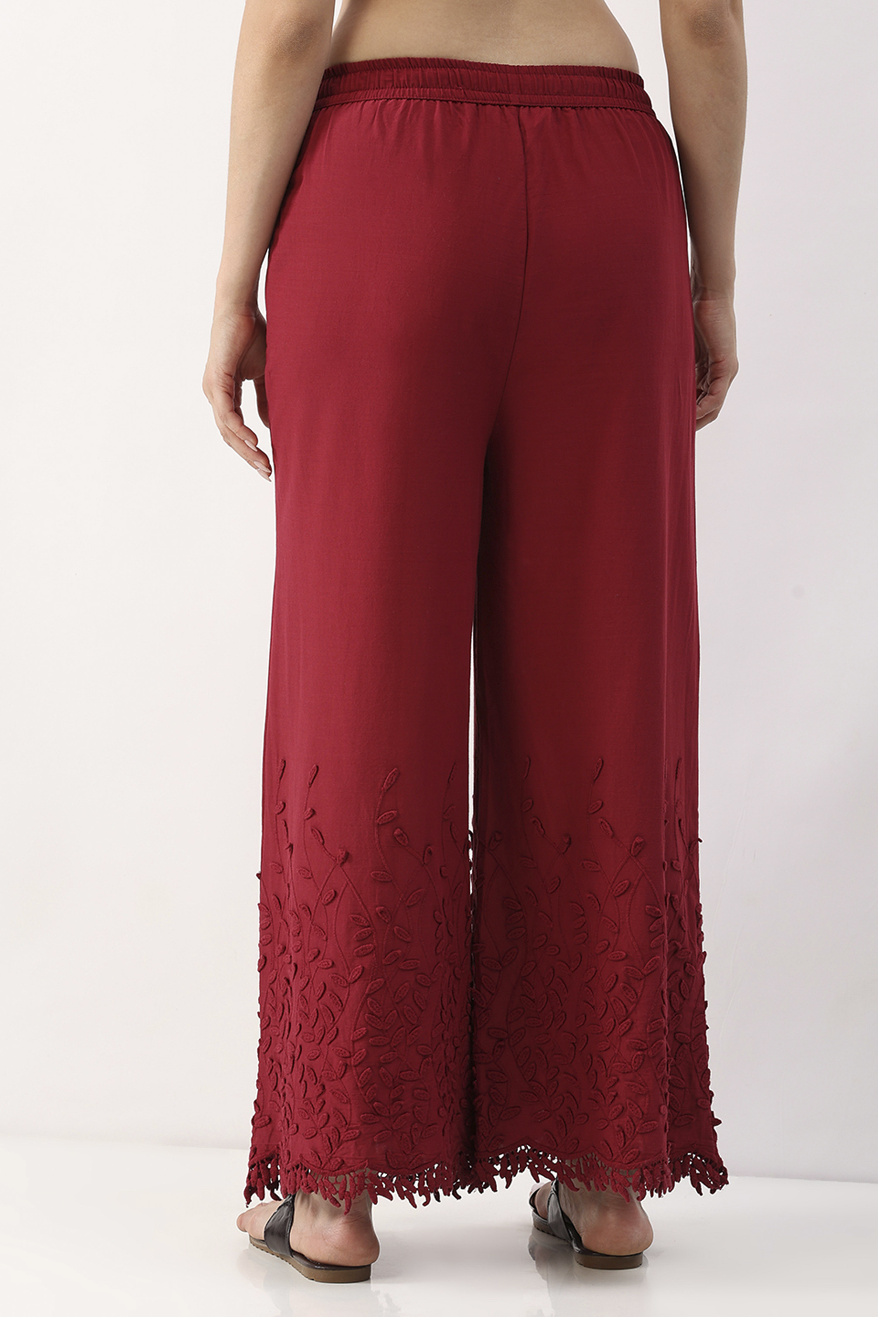 Black Cotton Flared Palazzo image number 5