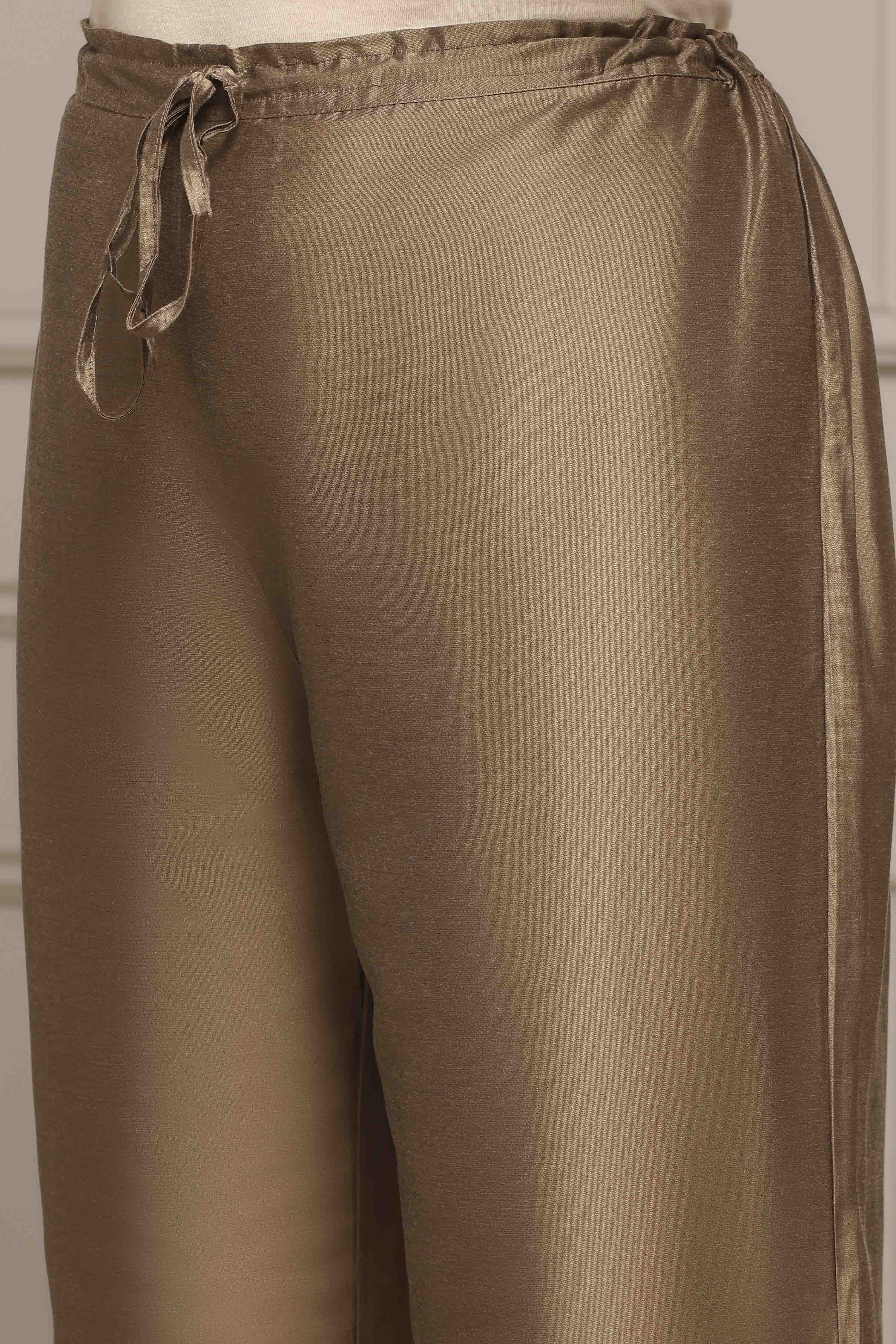 Black Polyester Straight Palazzos image number 1