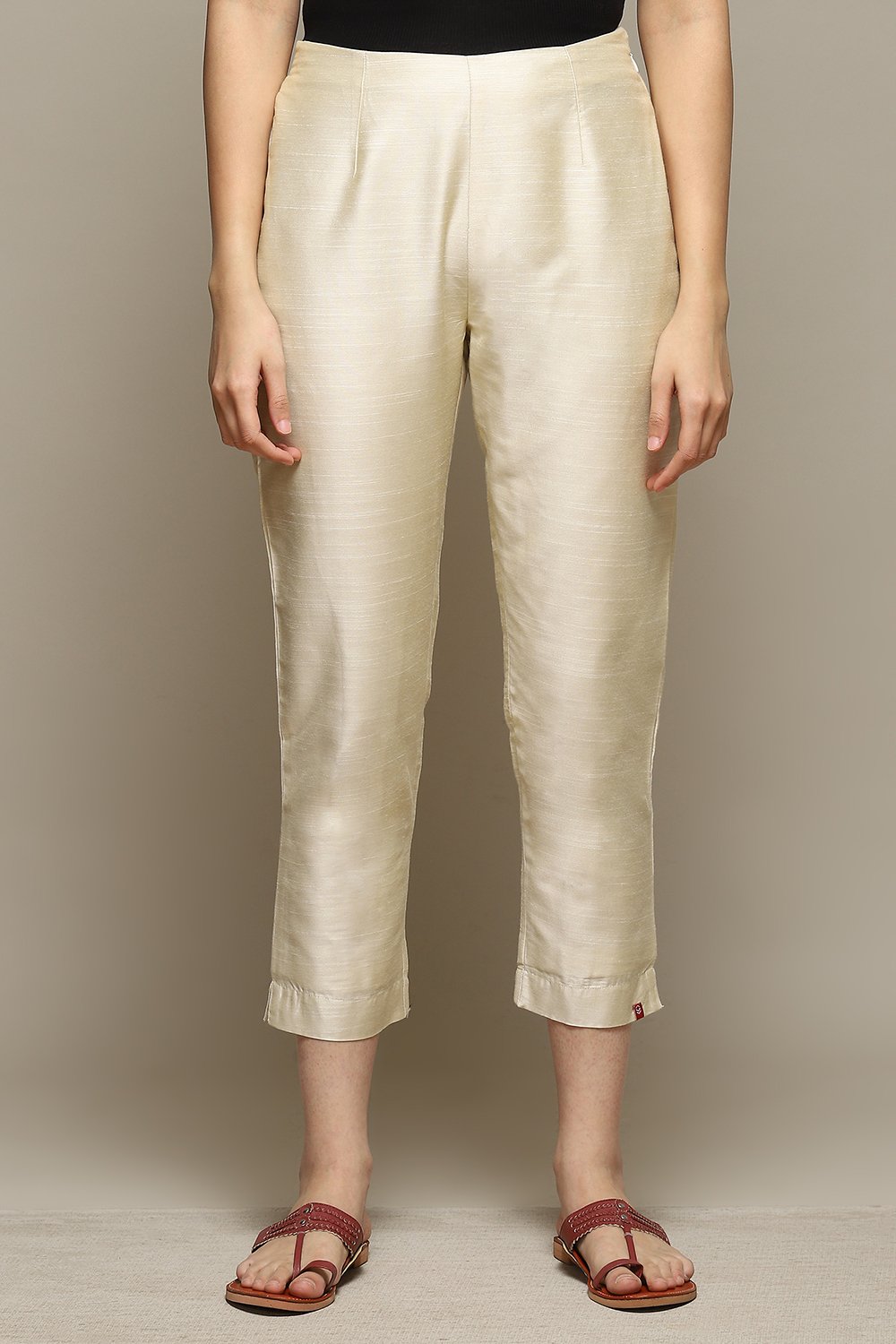 Beige Viscose Narrow Pant image number 5