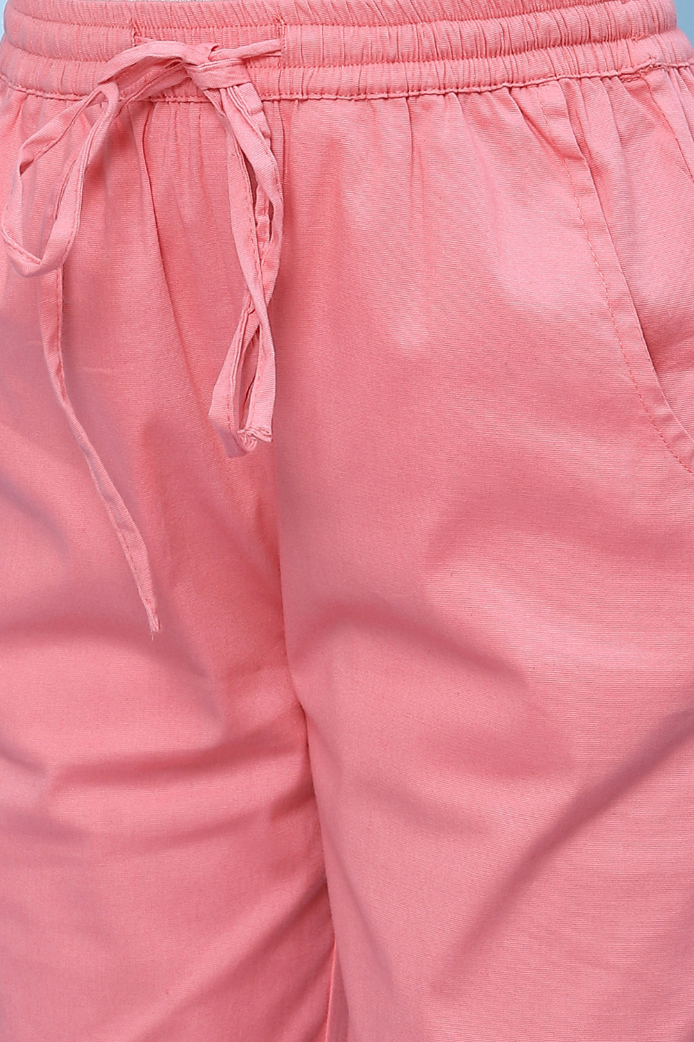 Blush Pink Cotton Solid Capri Pant image number 1