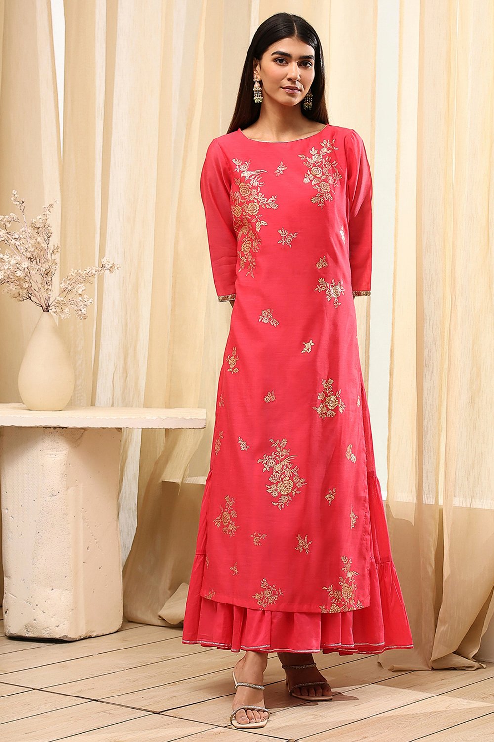 Black Poly Chanderi  Dress image number 6