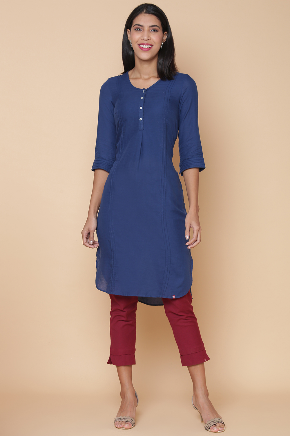 Red Cotton Solid Kurti image number 0