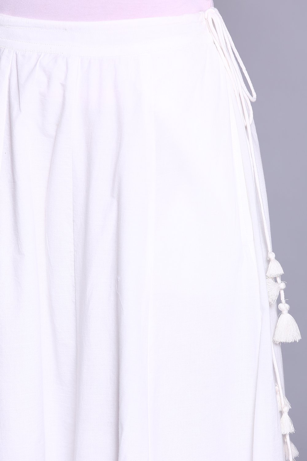 White Cotton Embroidered Skirt image number 1