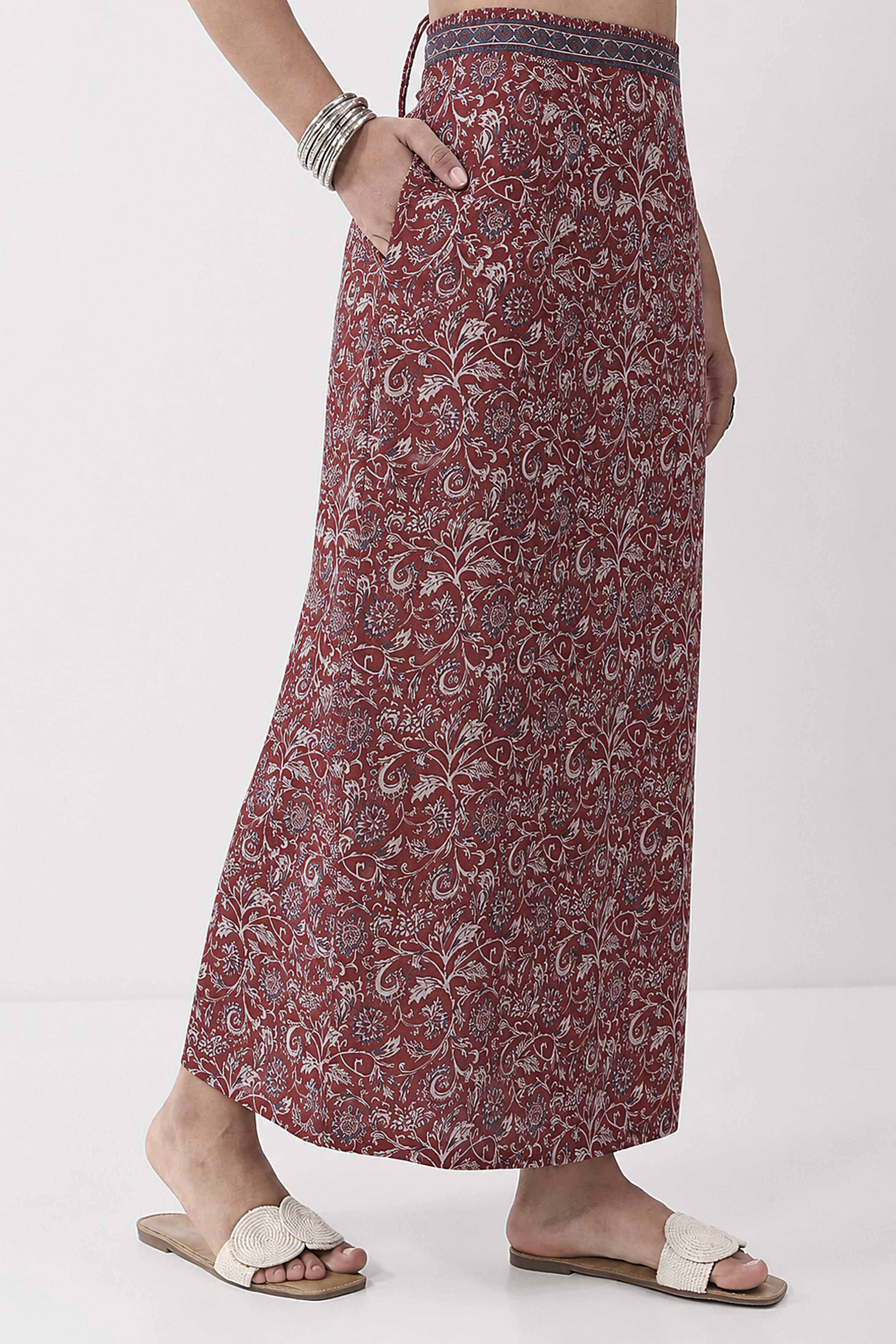 Blue Cotton Printed Skirt image number 2