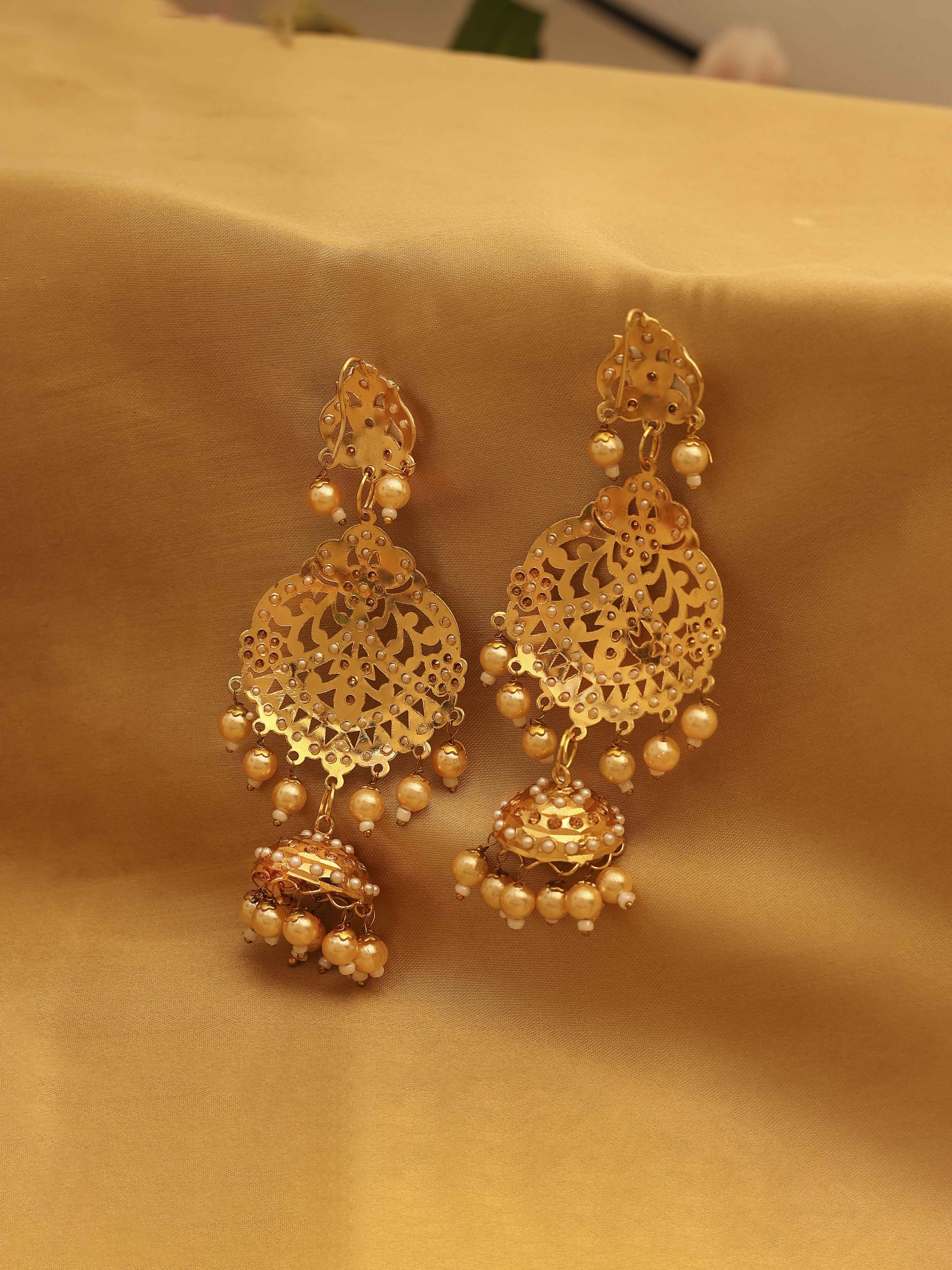 White Gold Plated Brass Jhumkas image number 2
