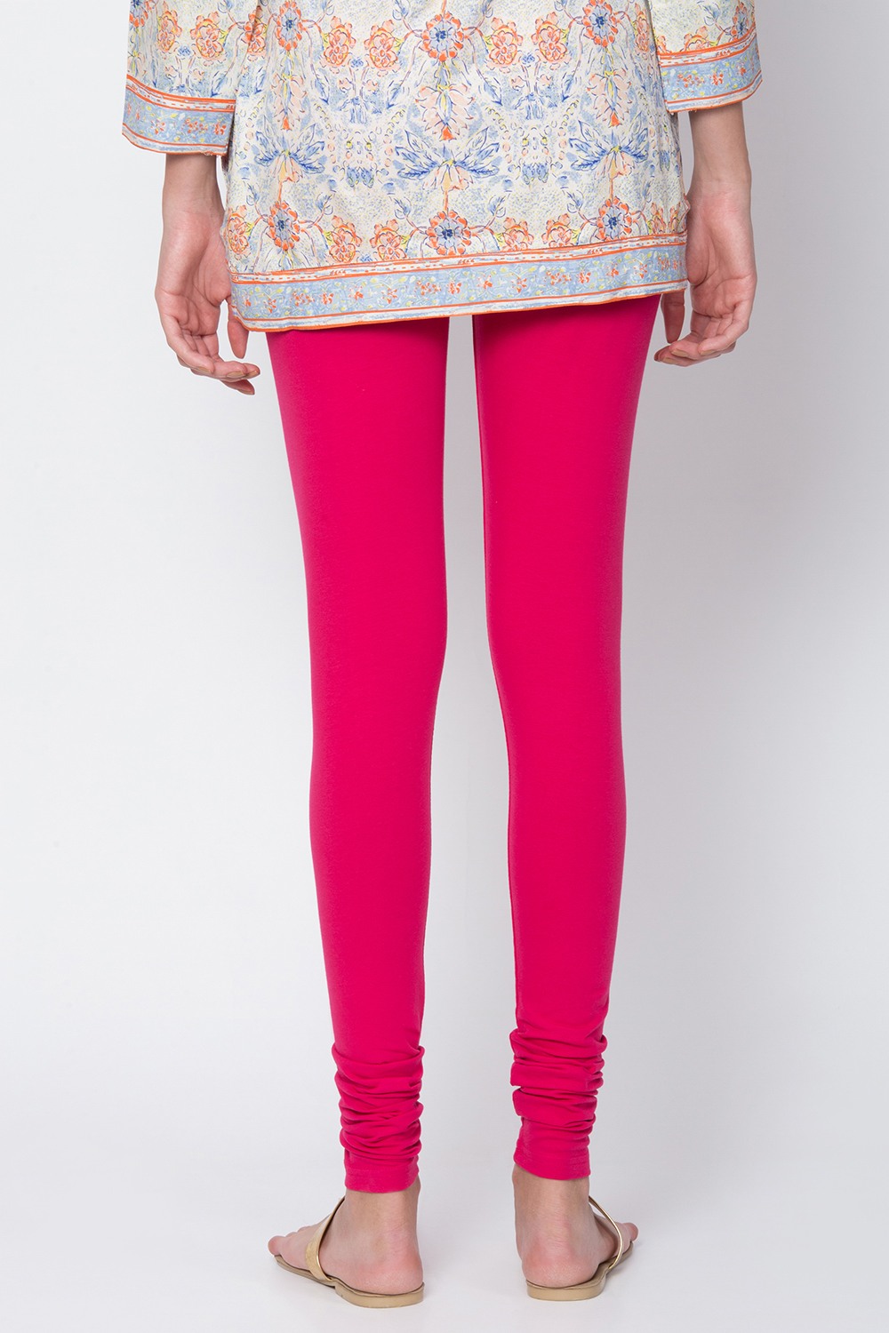 Fuschia Cotton Blend Solid Churidar image number 3