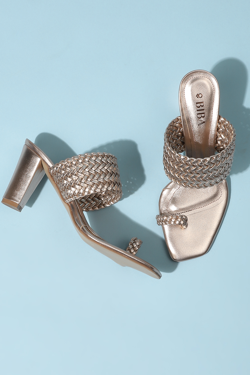 Rose Gold PU Ring Toe Sandals image number 2