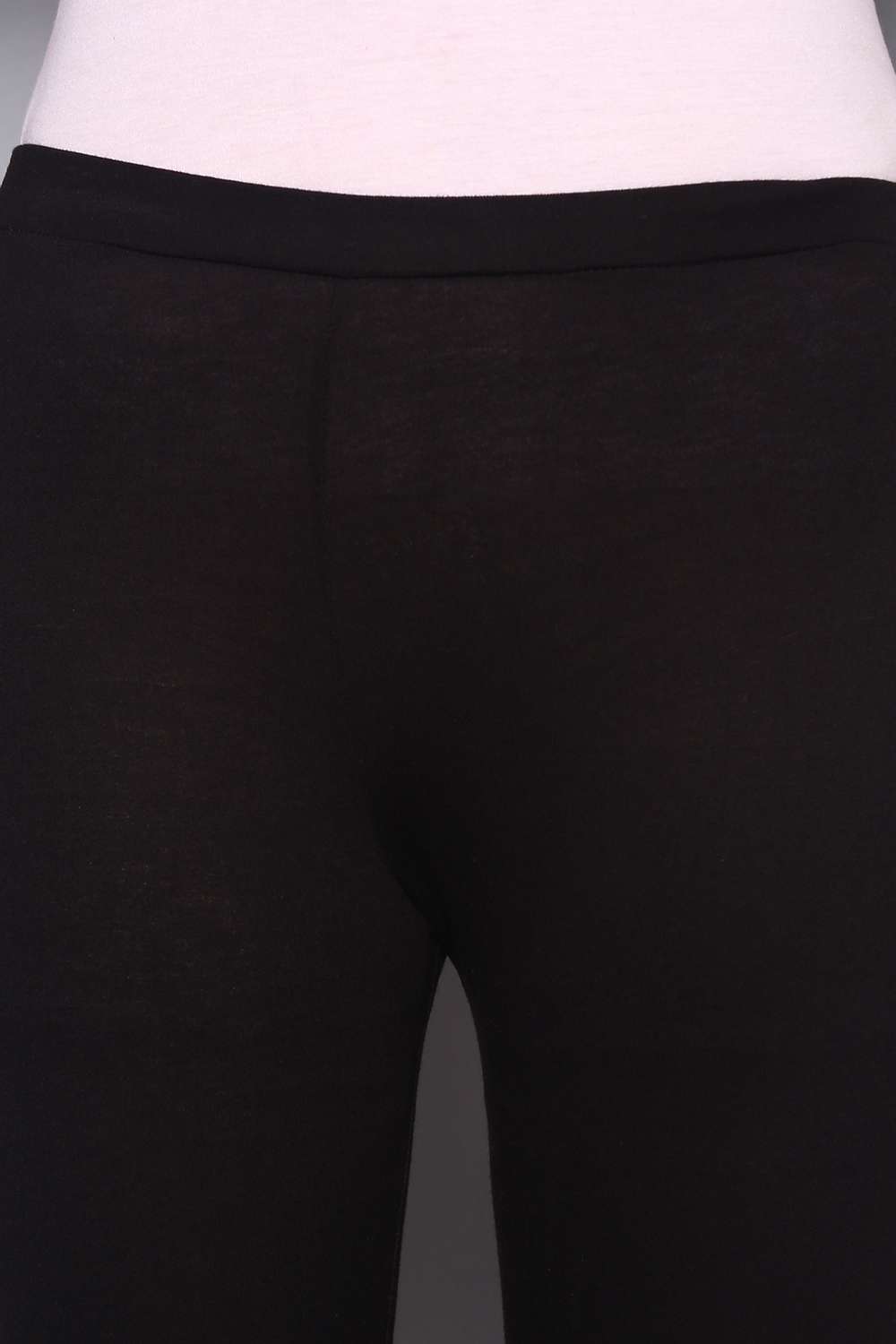 Black Viscose Lycra Solid Leggings image number 1