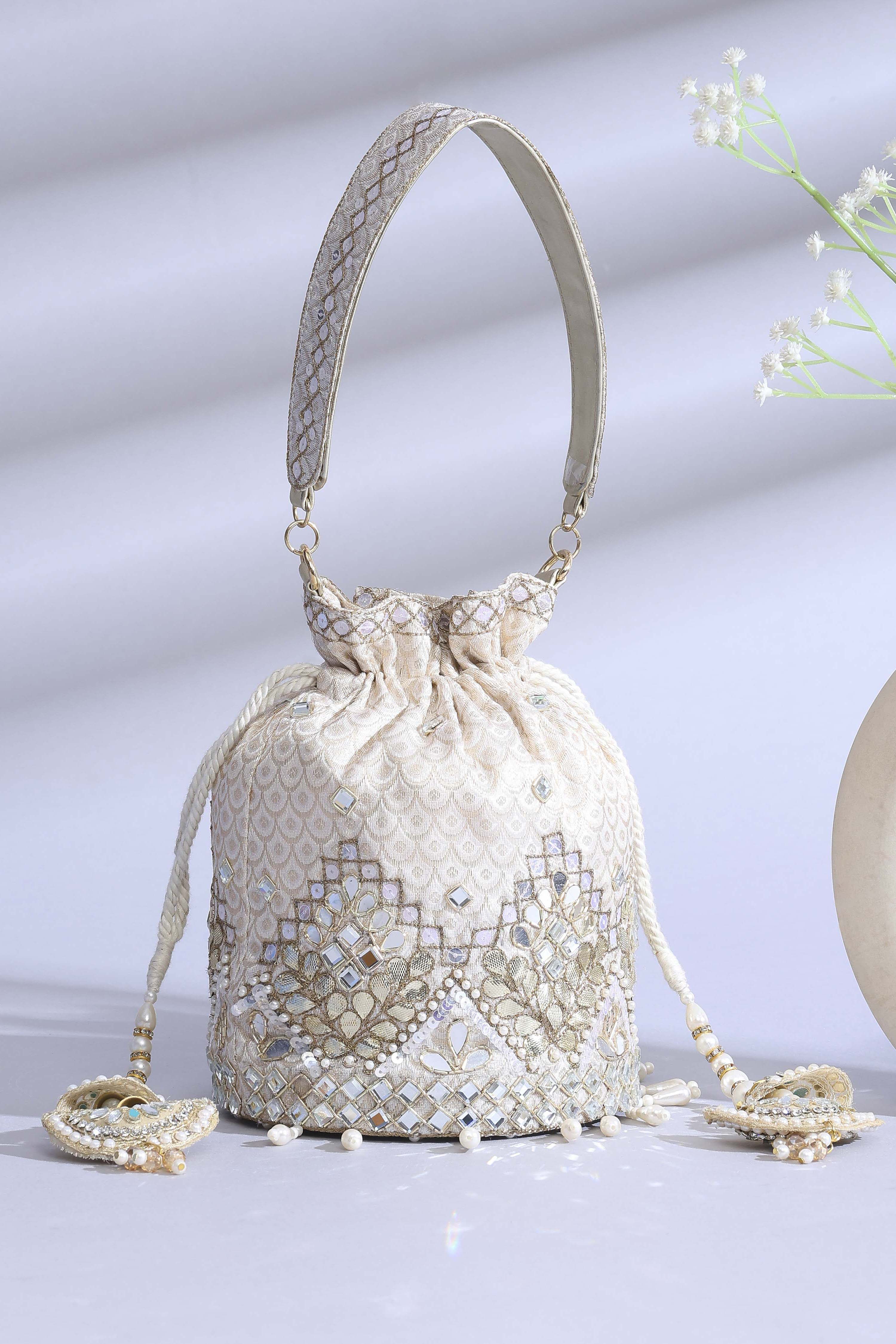 Ivory Polycotton Potli image number 6