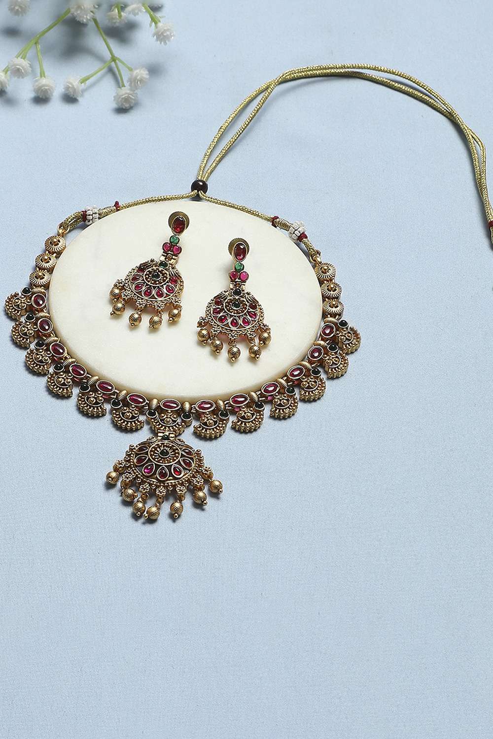 Red Green Alloy Necklace Set image number 0