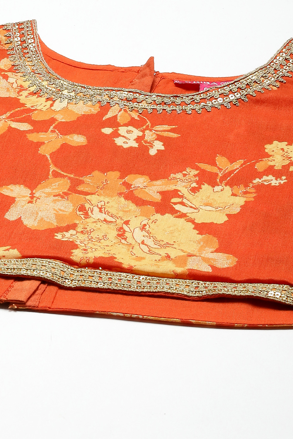 Orange Cotton Lehenga Set image number 1