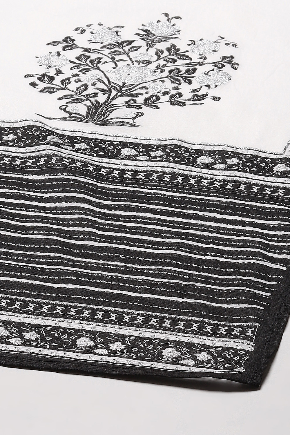 Black Cotton Anarkali Printed Kurta Churidar Suit Set image number 3