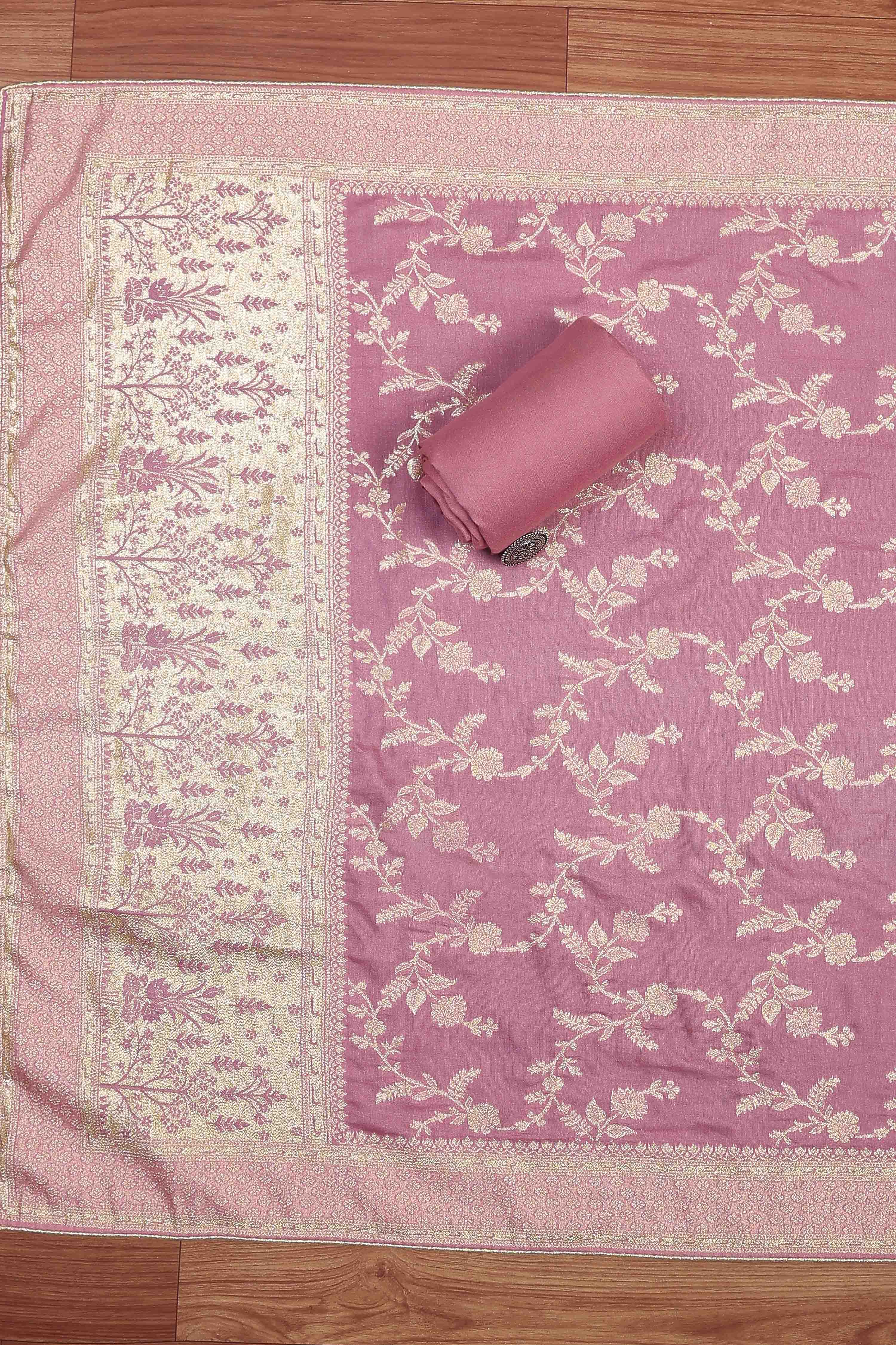 Purple Jacquard Traditional Weaving Unstitched Suit Set image number 3
