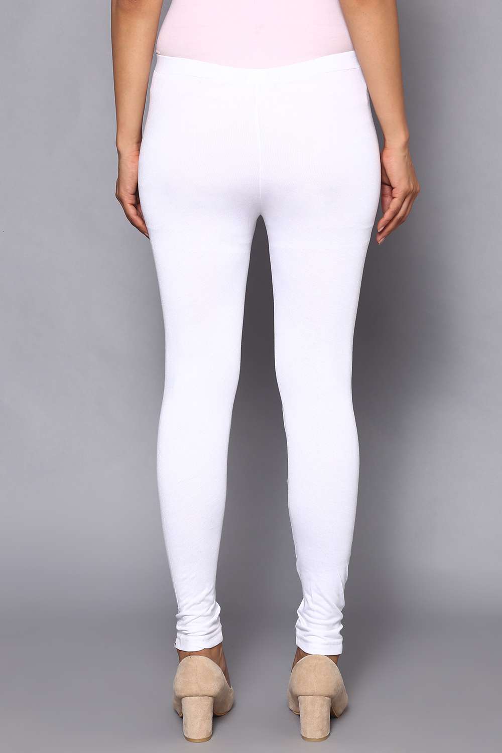 White Viscose Lycra Solid Leggings image number 5