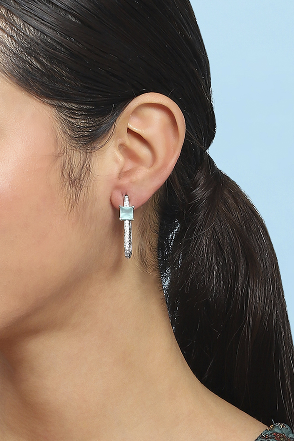 Mint Green Brass Hoops image number 1