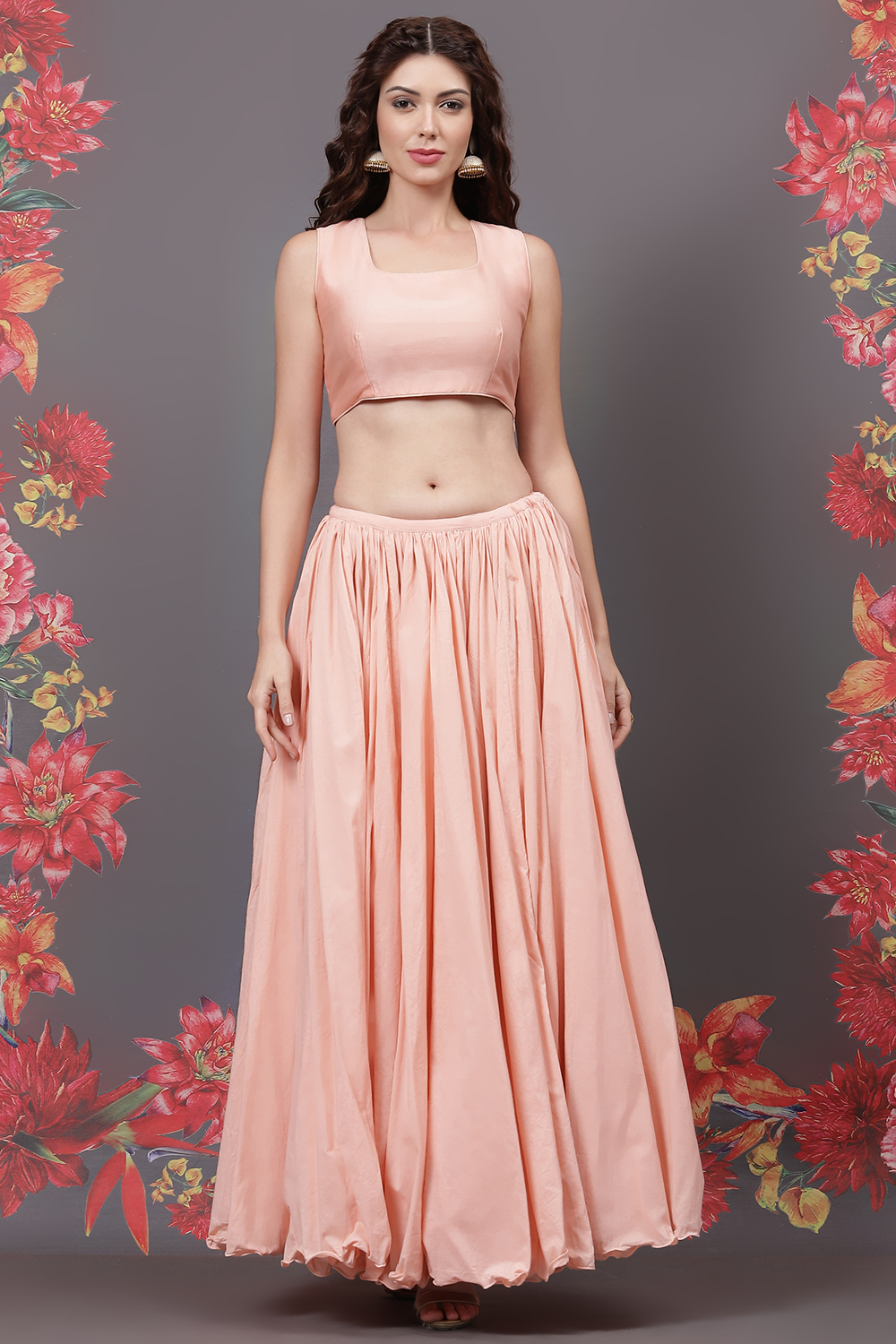 Rohit Bal Peach Cotton Silk Straight Yarndyed Suit Set image number 2