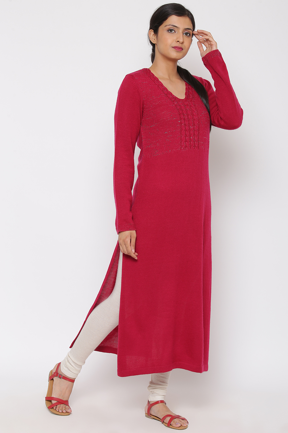 Fuchsia Acro Woolen Kurta image number 3