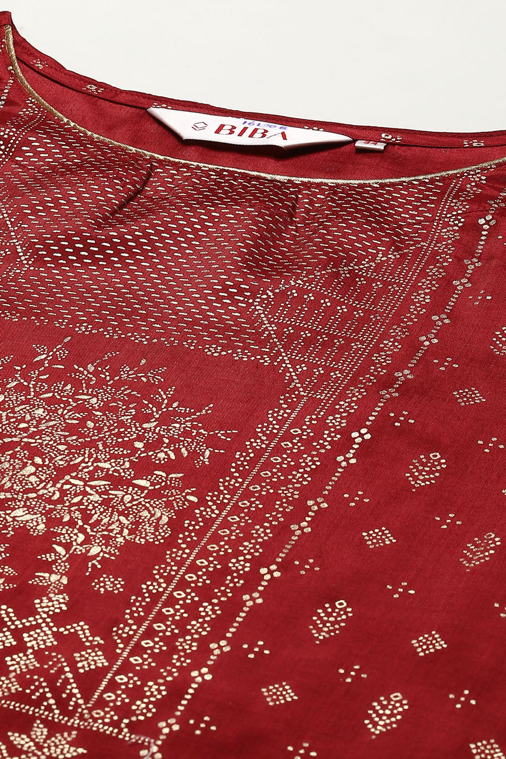 Green & Maroon Cotton Straight Printed Kurta image number 1