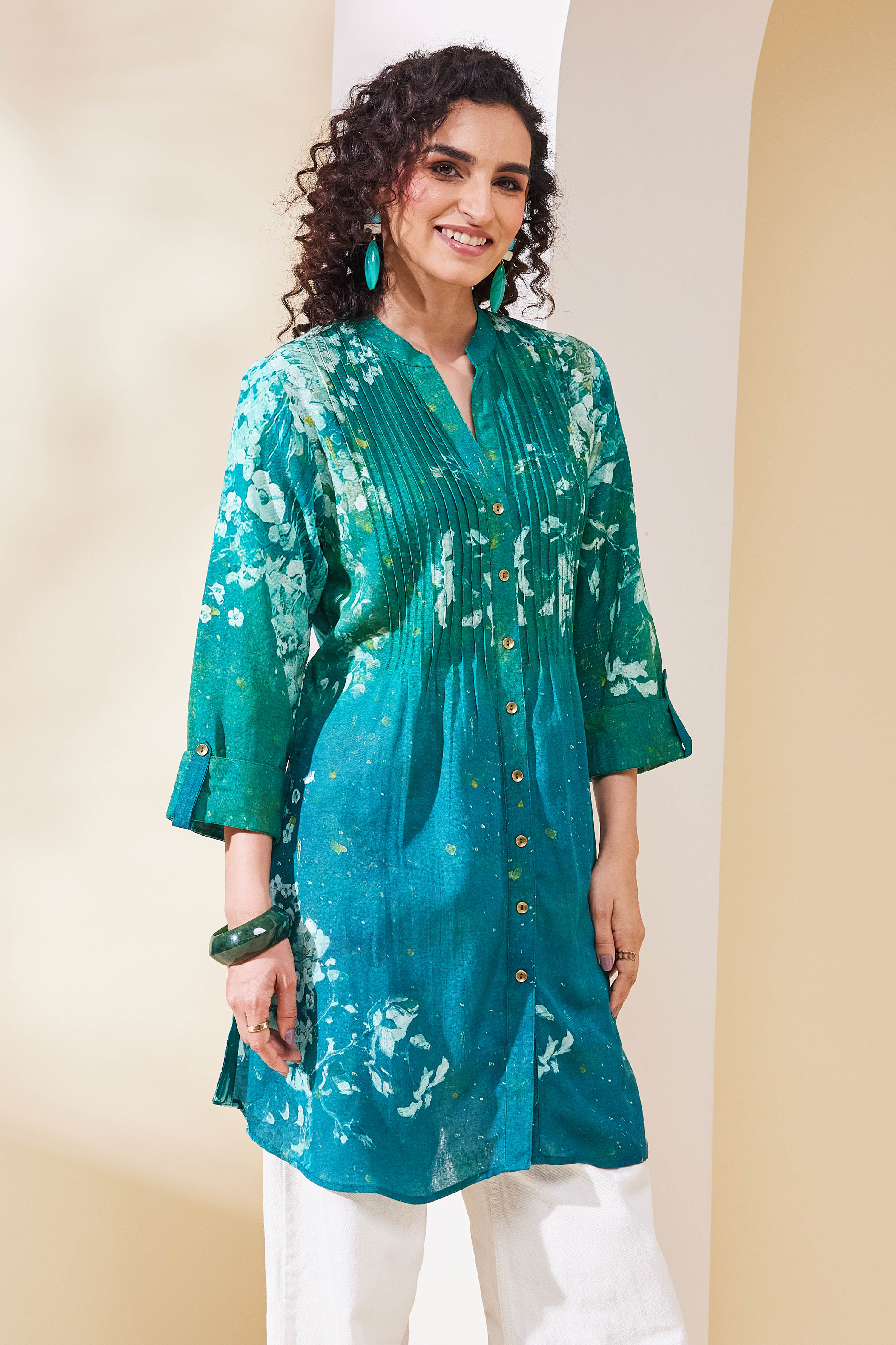 Green Viscose Rayon Straight Kurta image number 4