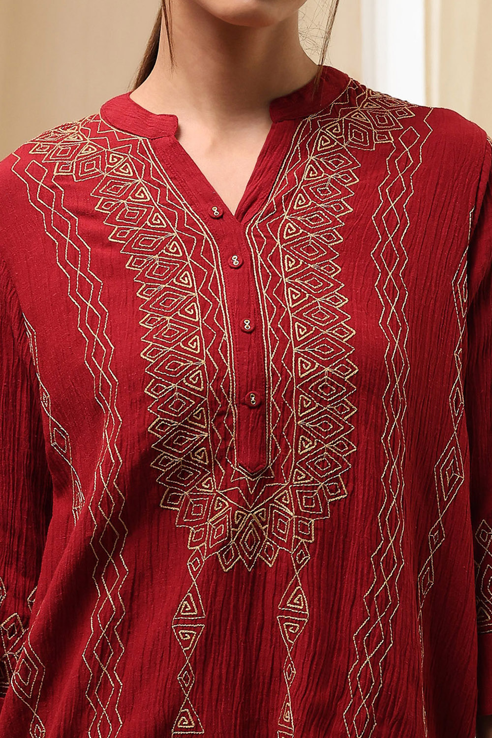 Red Straight Short Kurta image number 1