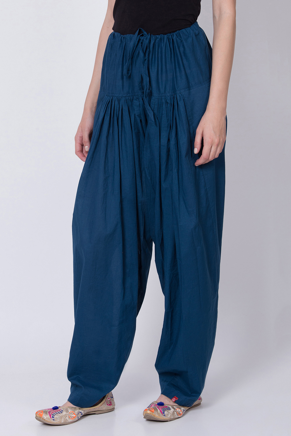 Navy Blue Cotton Solid Salwar image number 2