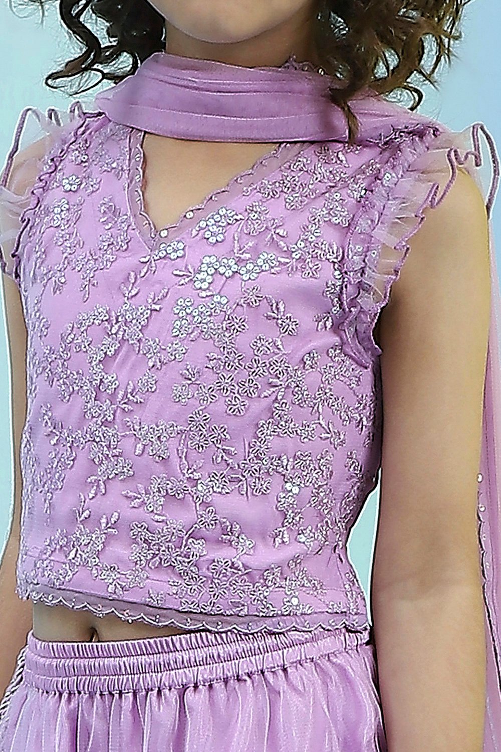 Lilac Net Lehenga Set image number 1