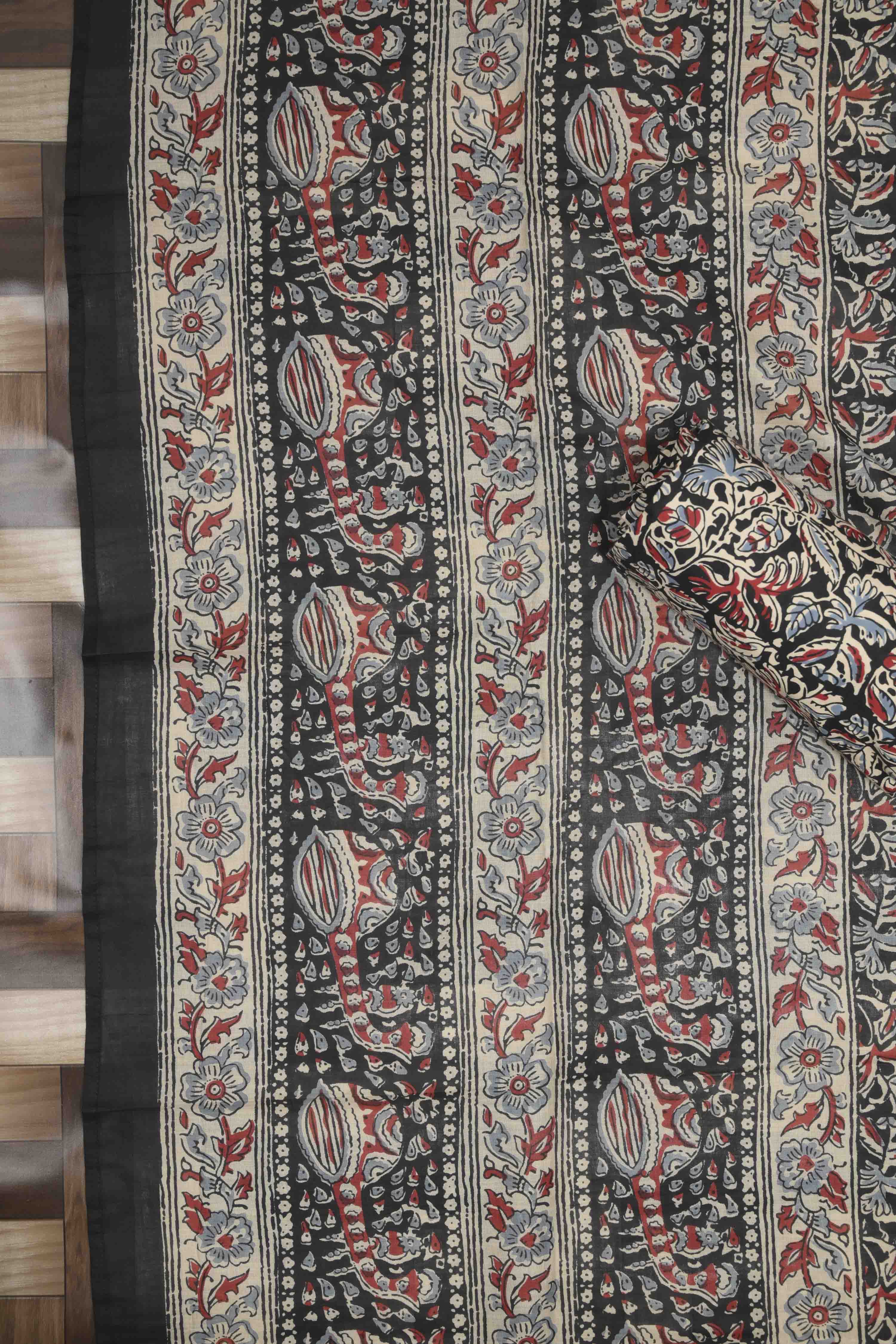Blue Cotton Printed Unstitched Suit Set image number 3