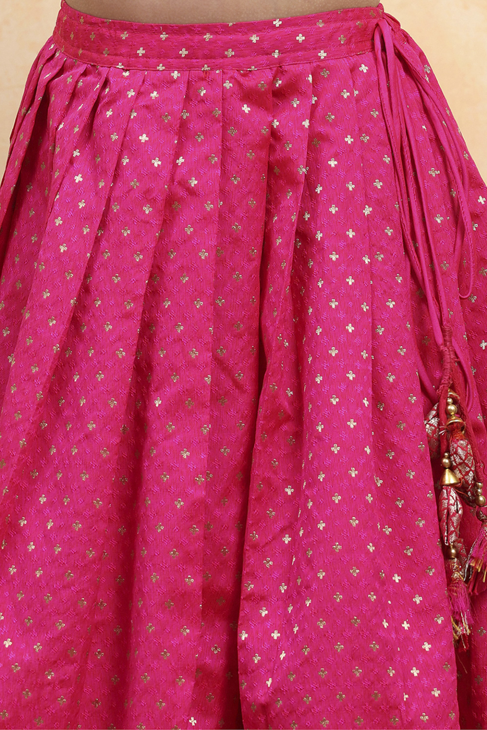 Pink Polyester Yarndyed Fitted Lehenga Set image number 2