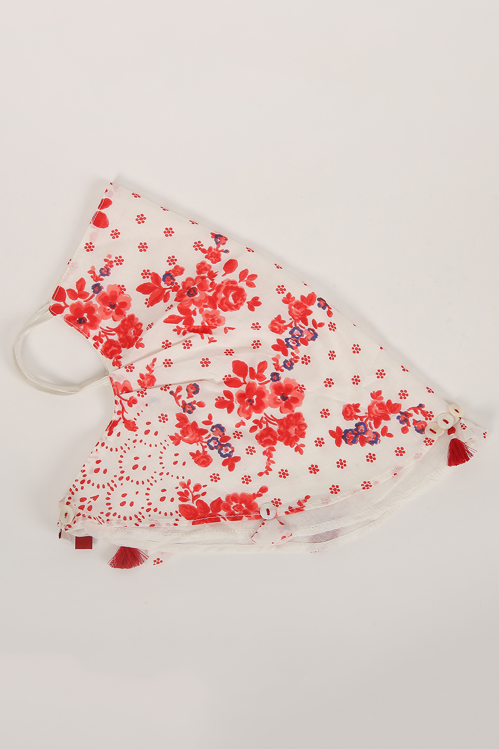 White Cotton Kids Printed Mask image number 1