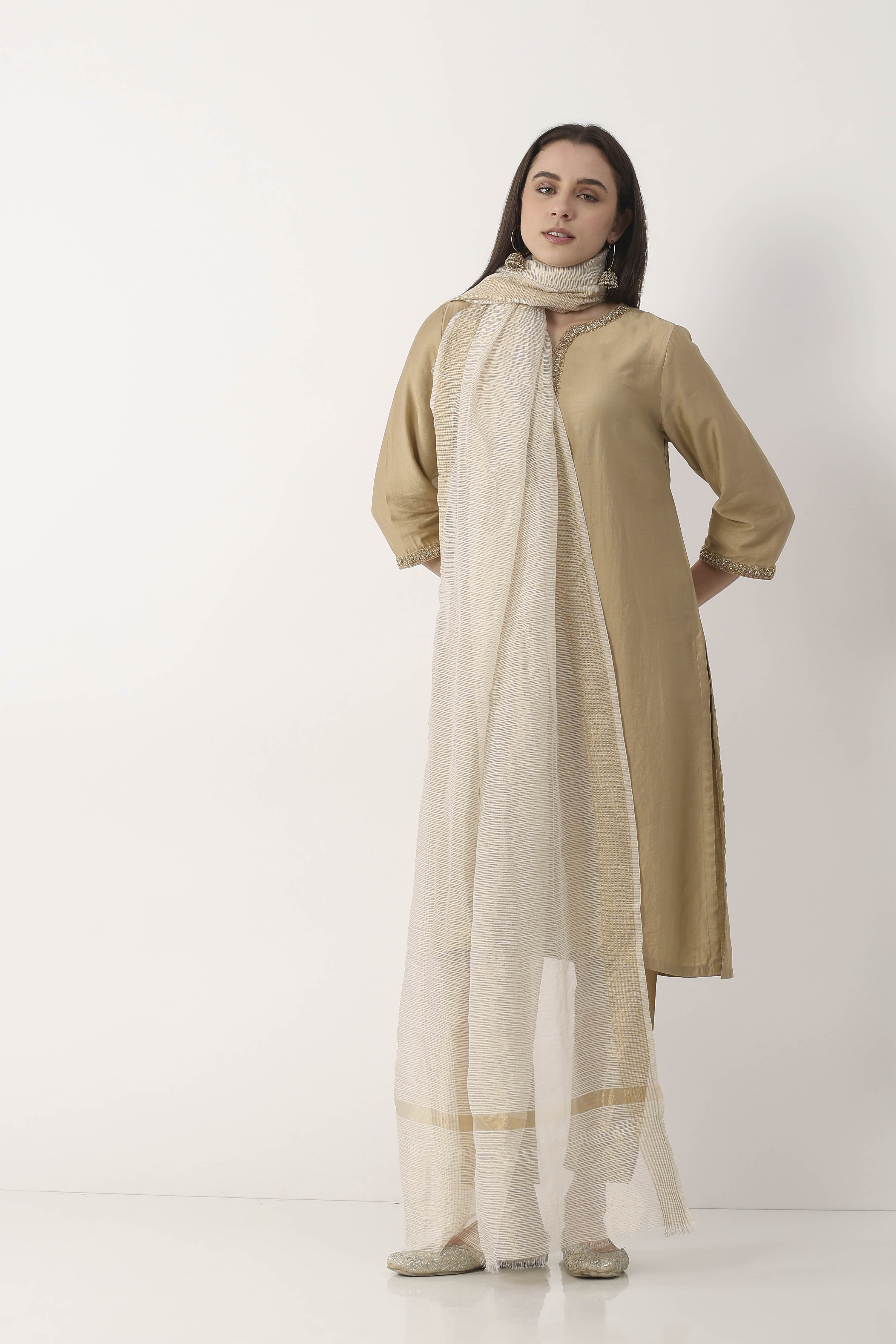 White Nylon Viscose Dupatta image number 3