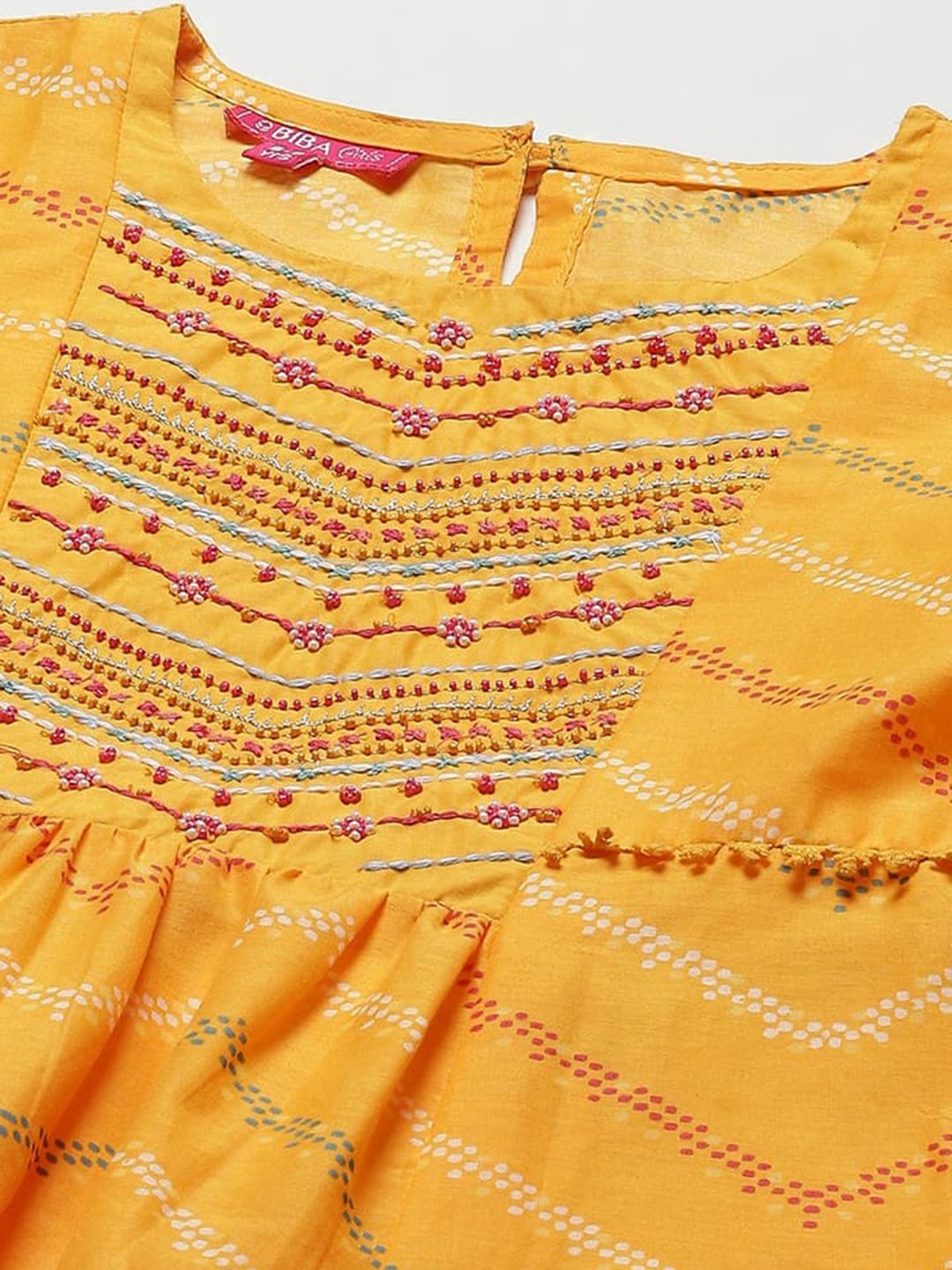 Yellow Cotton Anarkali Kurta Narrow Pants Suit Set image number 1