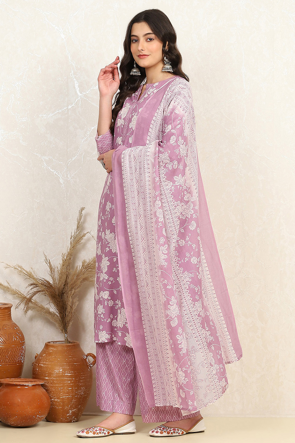 Rama Cotton Screen Print Unstitched Suit Set image number 4
