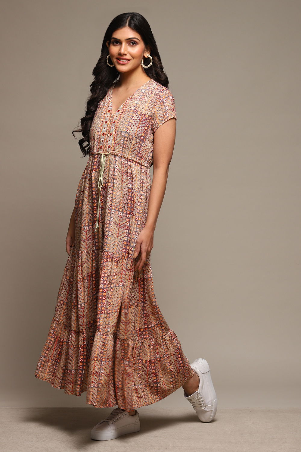 Grey Rayon Straight Printed Jumpsuit image number 2