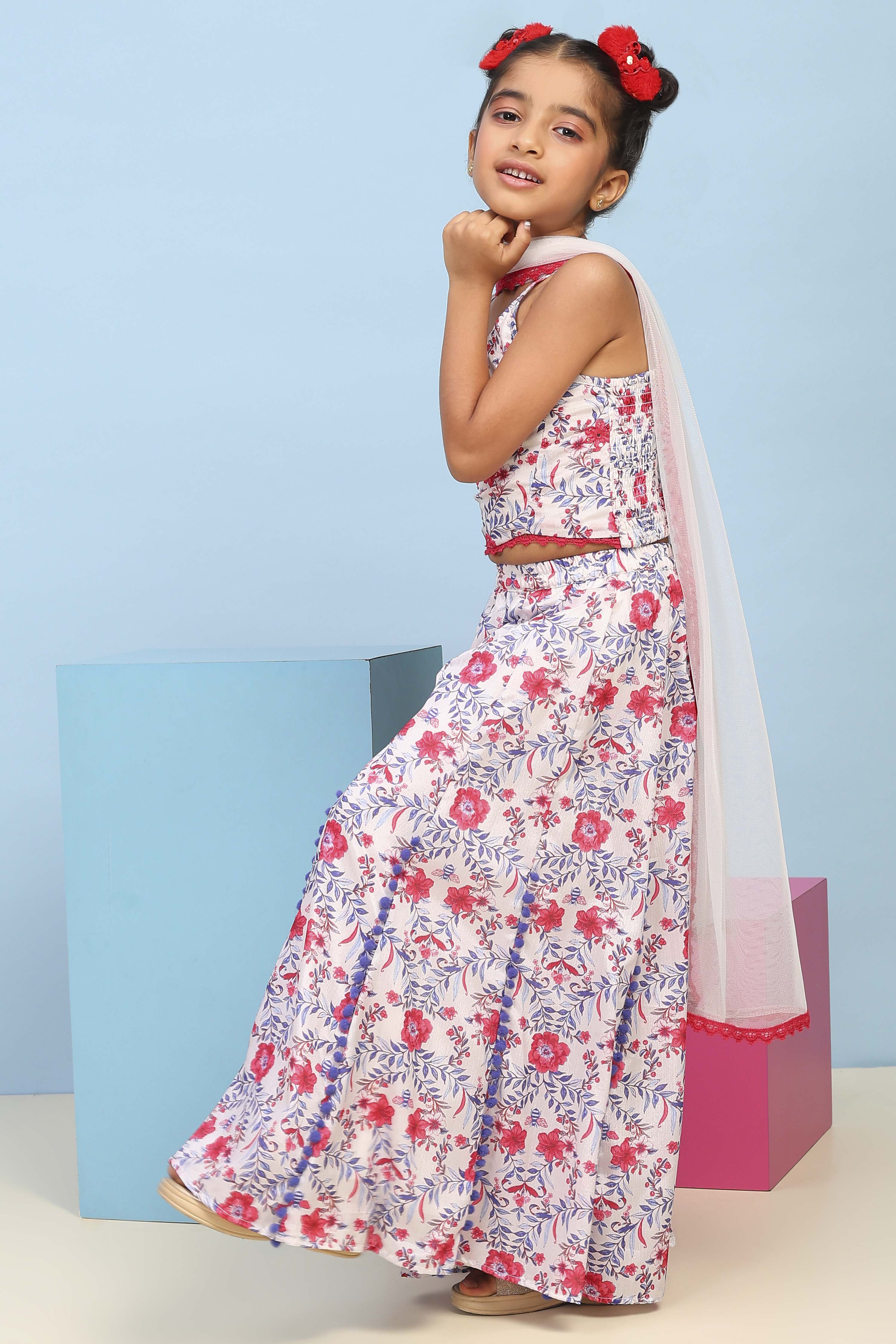 White Poly Chinon Printed Regular Suit Set image number 3