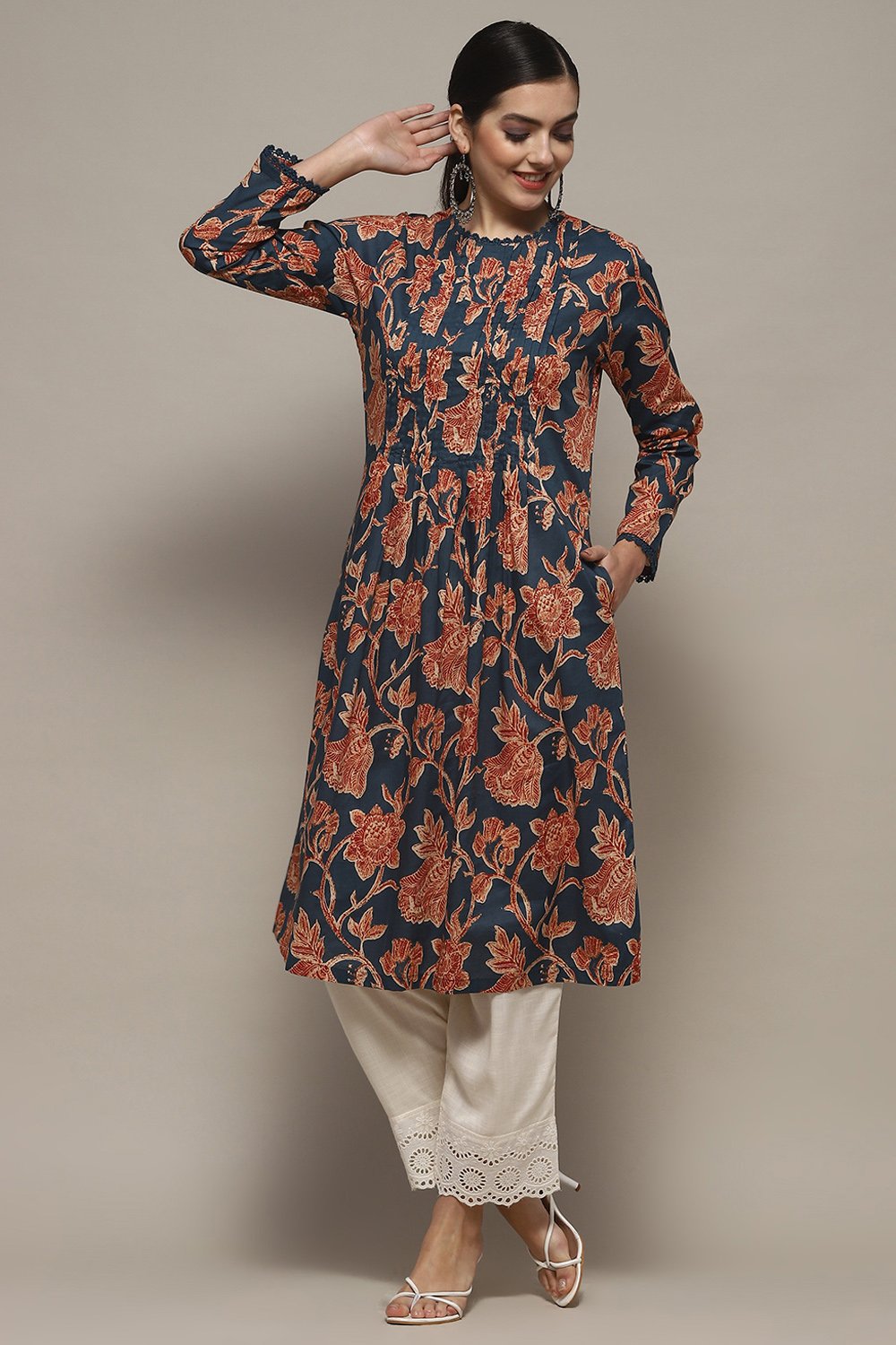 Blue Cotton Straight Kurta image number 0