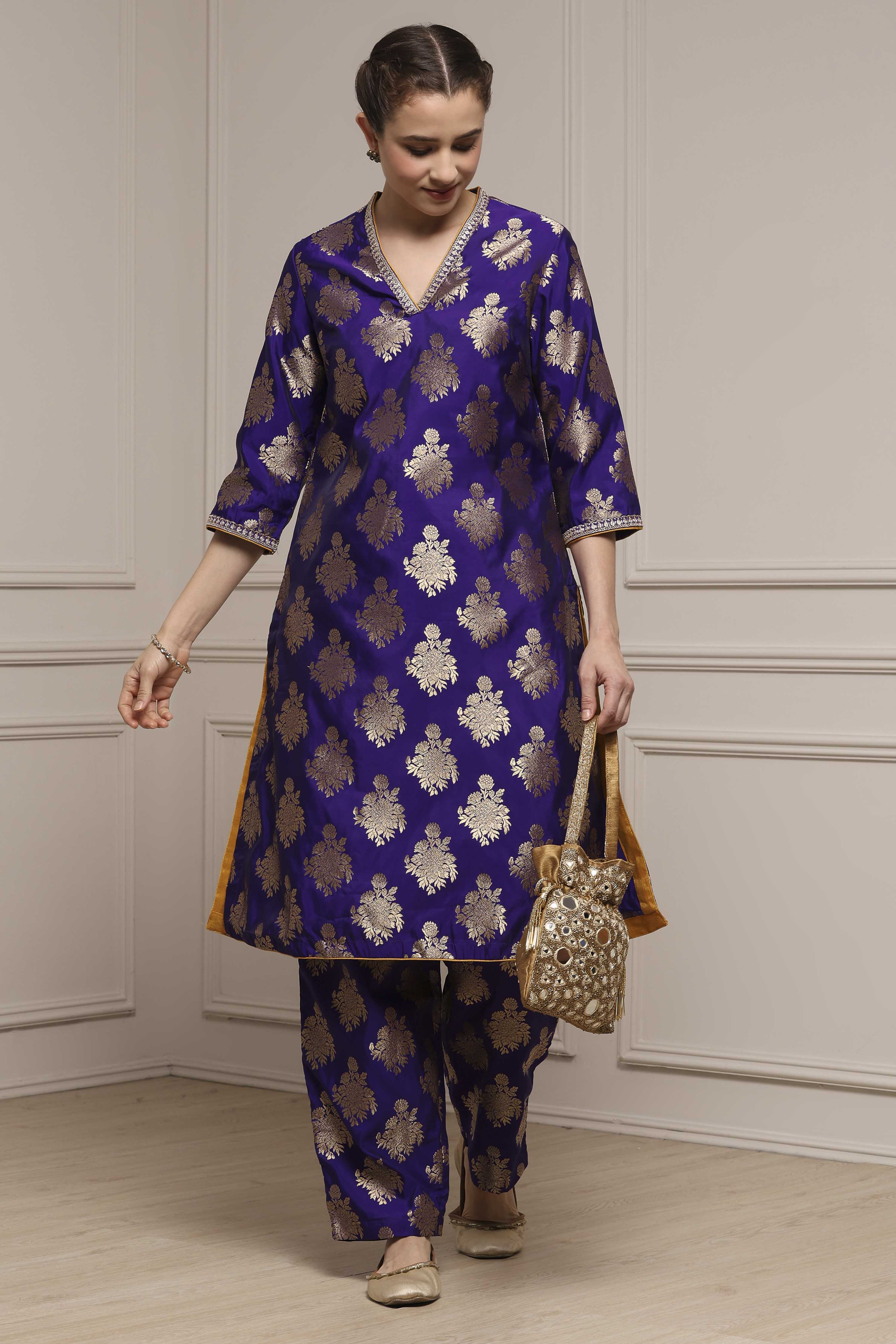 Fuchsia Pink Art Silk Printed Straight Co-ord Set image number 0