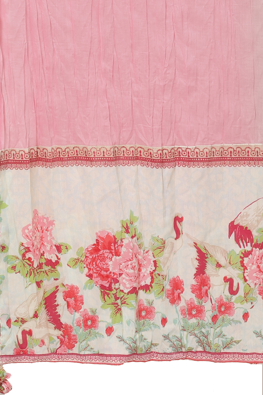 Pink And Green Cotton Solid Dupatta image number 1