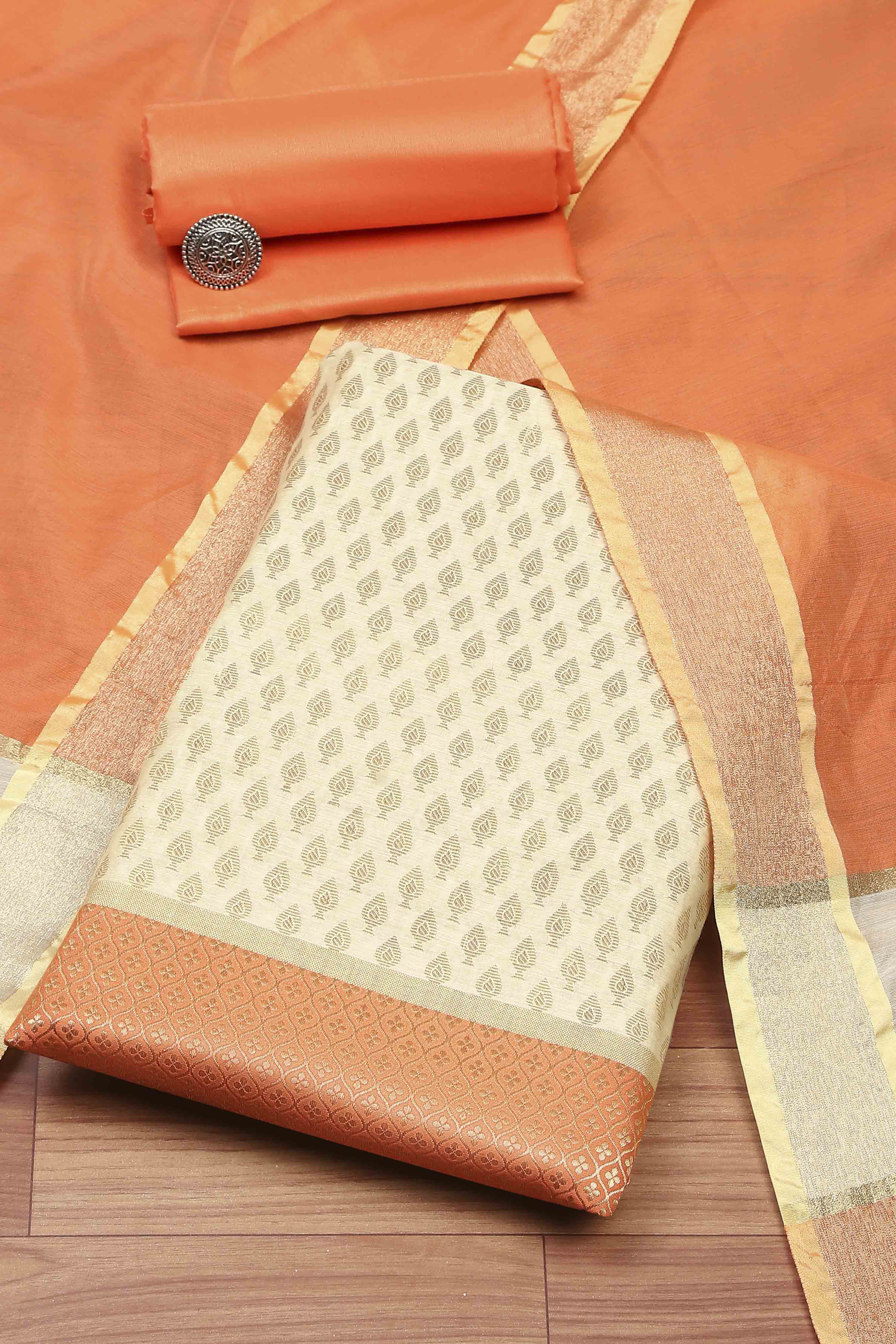 Pastel Cotton Printed Embroidered Unstitched Suit Set image number 0