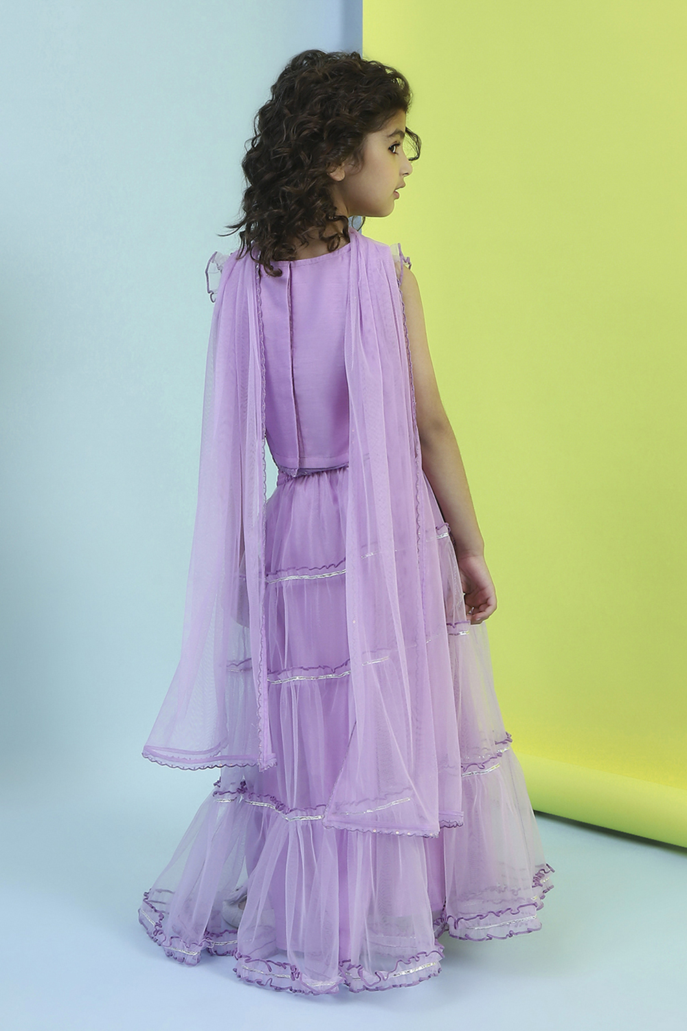 Lilac Net Lehenga Set image number 4