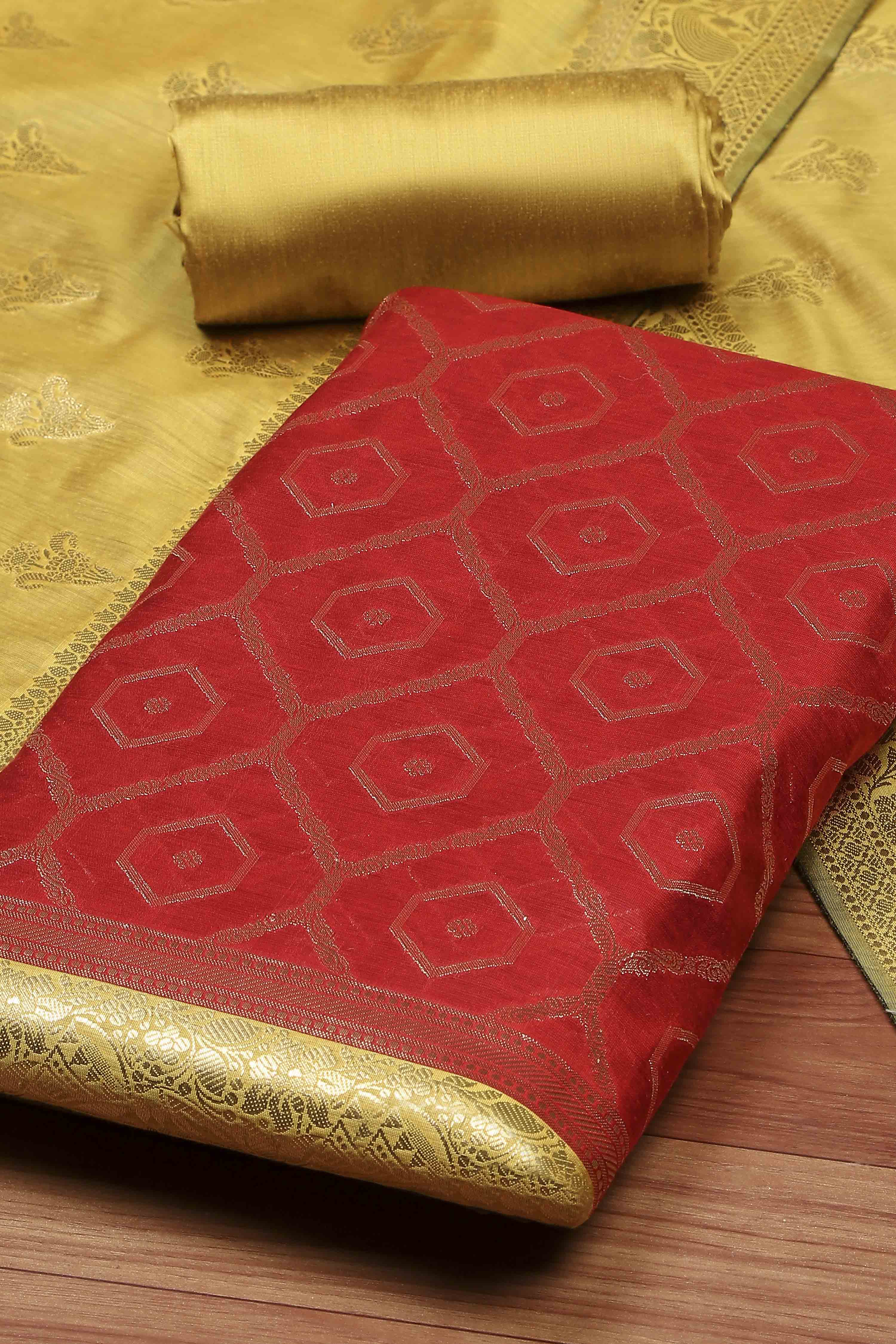 Rama Green Chanderi  Unstitched Suit Set image number 1