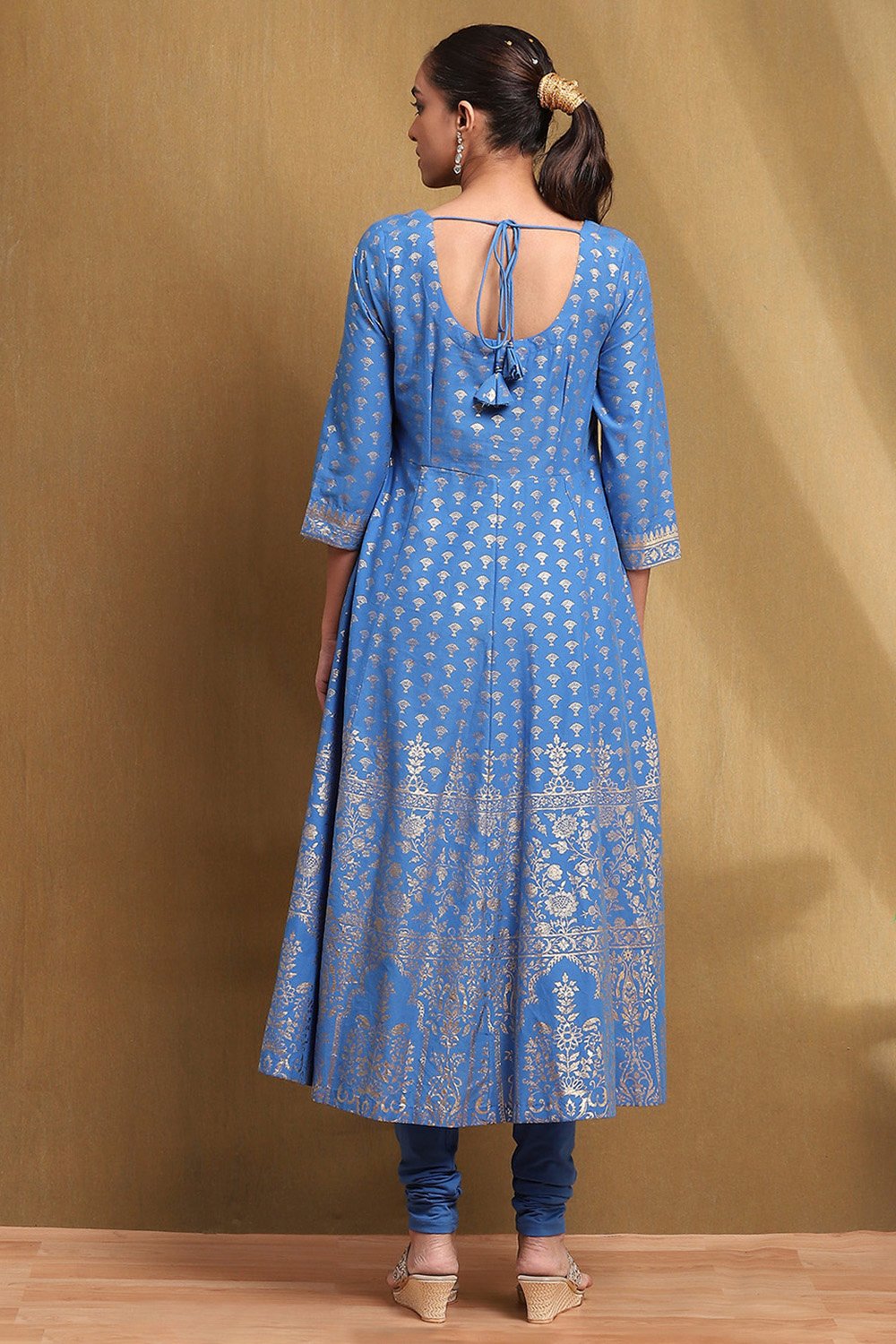 Plum Cotton Printed Anarkali Suit Set image number 4
