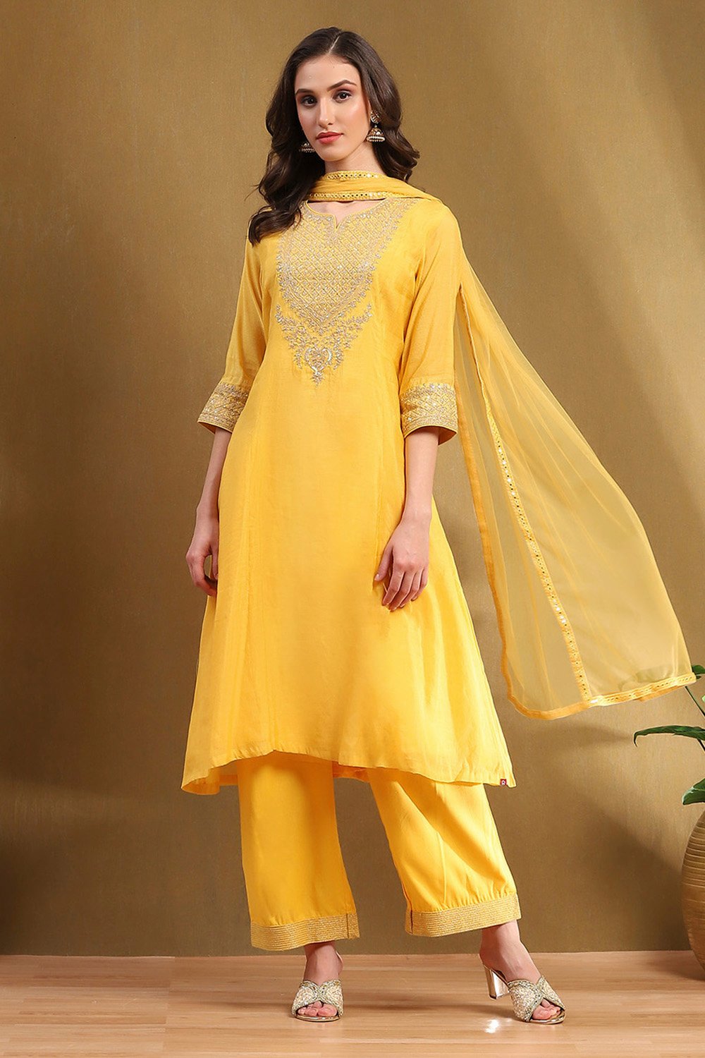 Turquoise Embroidered Festive Kalidar Suit Set image number 0