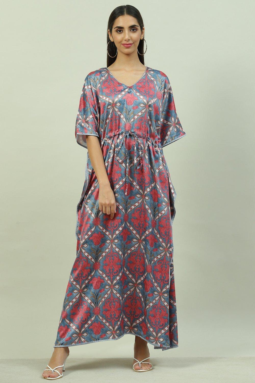 Grey Poly Viscose Printed Nightwear image number 0